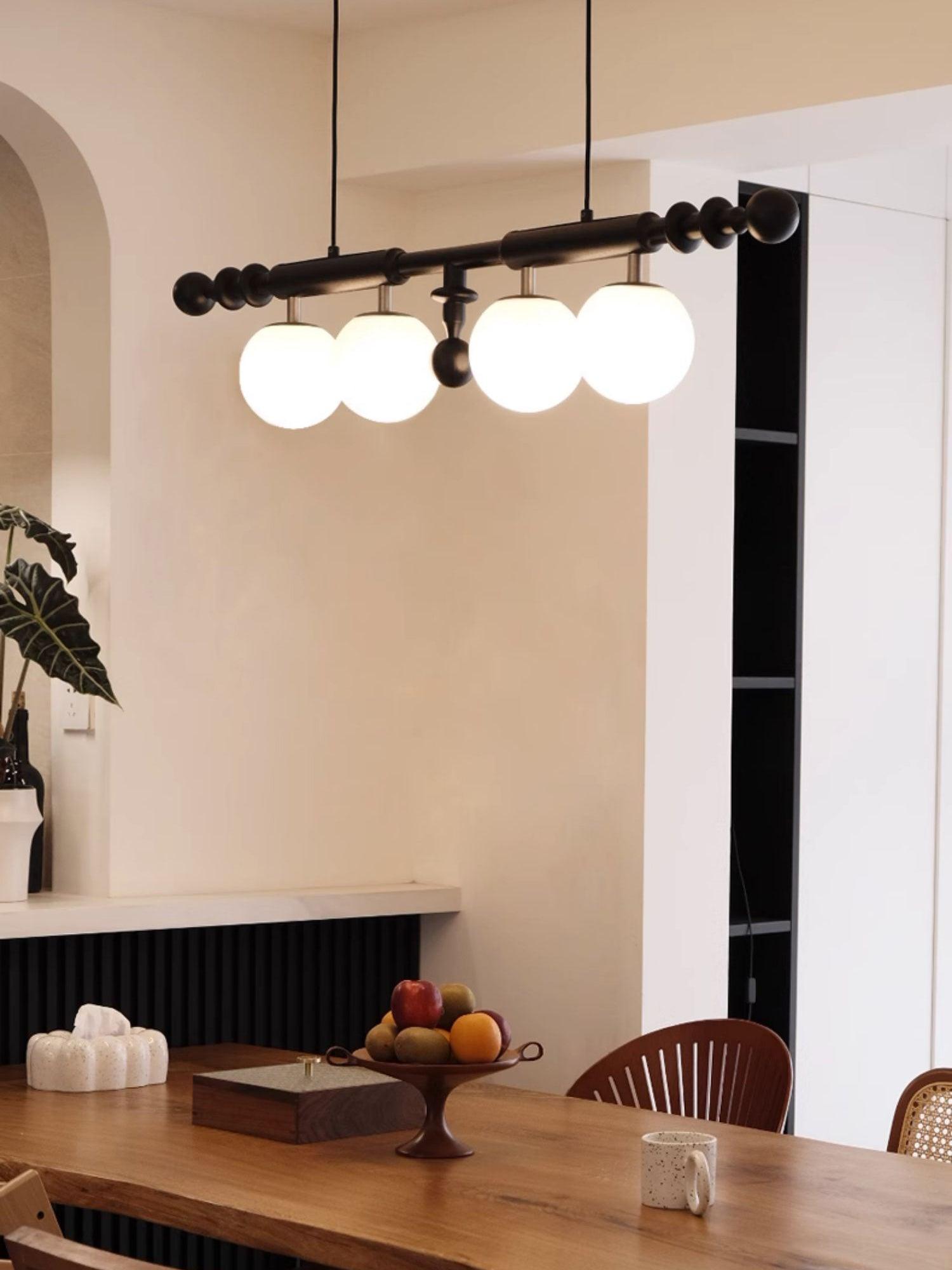 Elvalelle Chandelier Roman Column Walnut Wood Glass