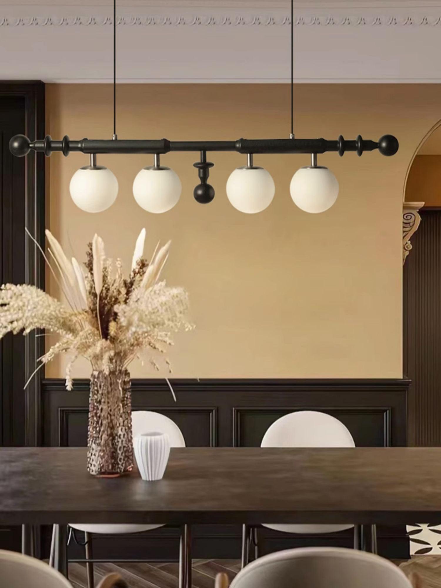 Elvalelle Chandelier Roman Column Walnut Wood Glass