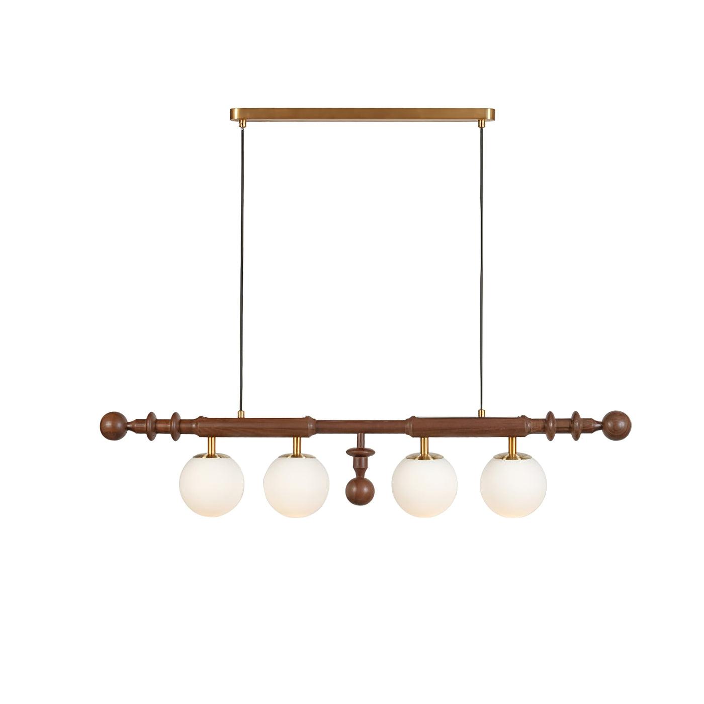 Elvalelle Chandelier Roman Column Walnut Wood Glass