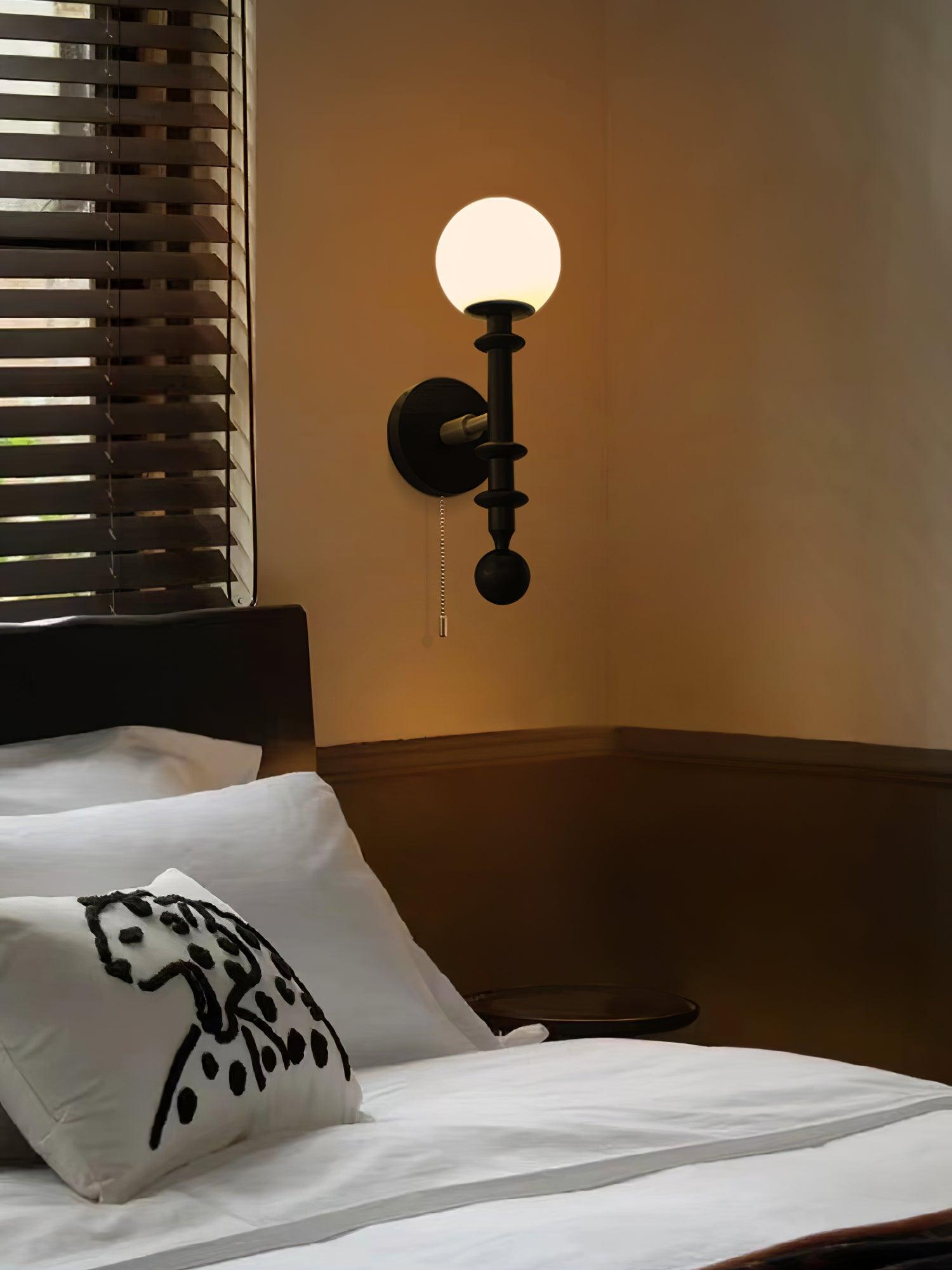 Elmiror Elegance Roman Column Glass Wood Wall Lamp