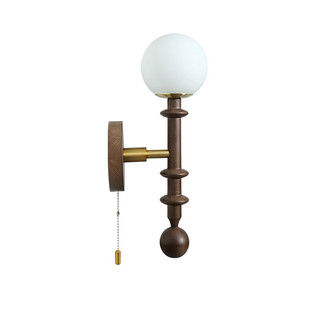 Elmiror Elegance Roman Column Glass Wood Wall Lamp