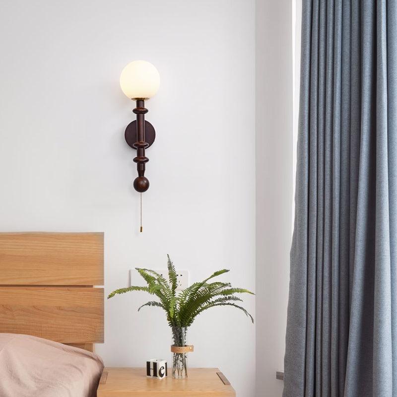 Elmiror Elegance Roman Column Glass Wood Wall Lamp