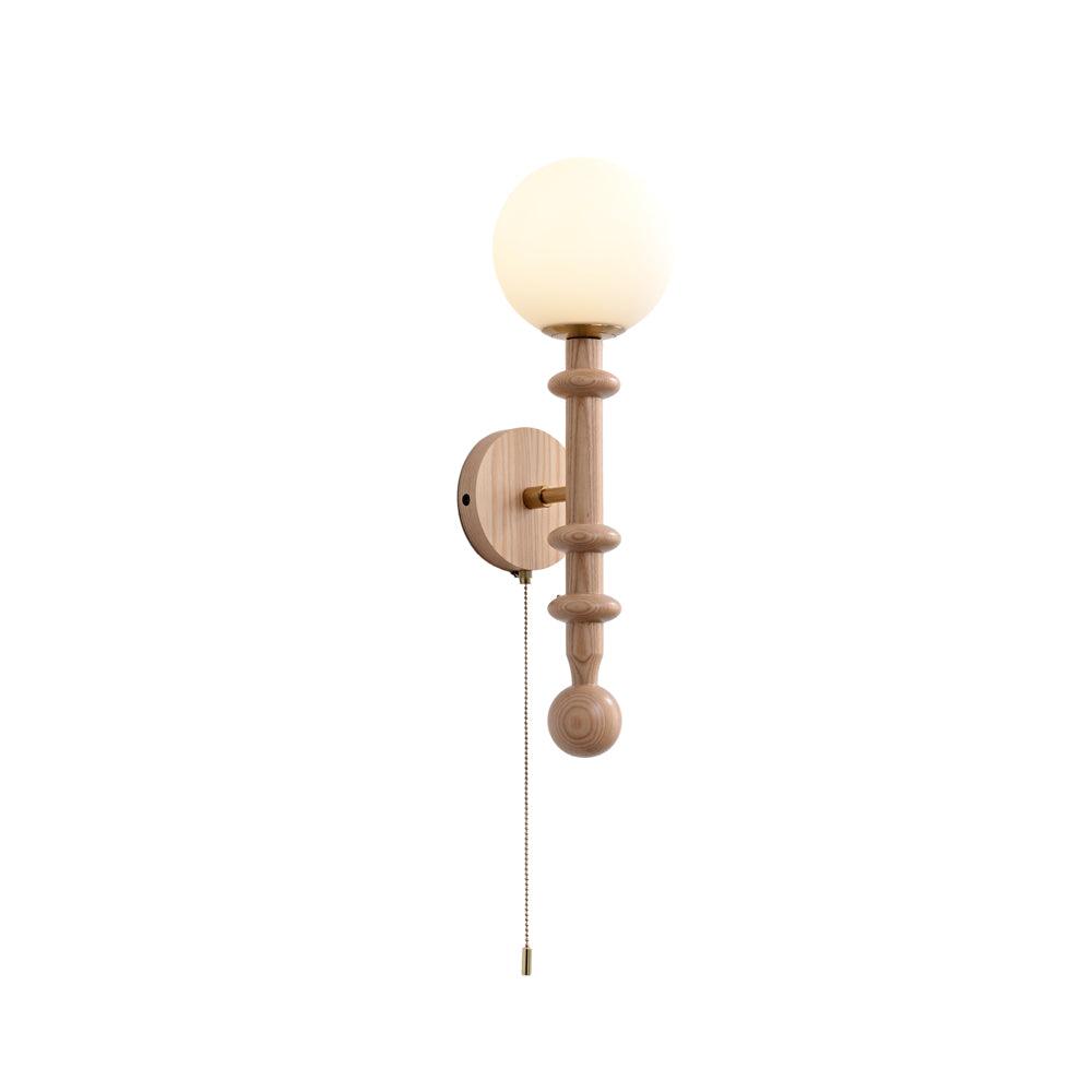 Elmiror Elegance Roman Column Glass Wood Wall Lamp