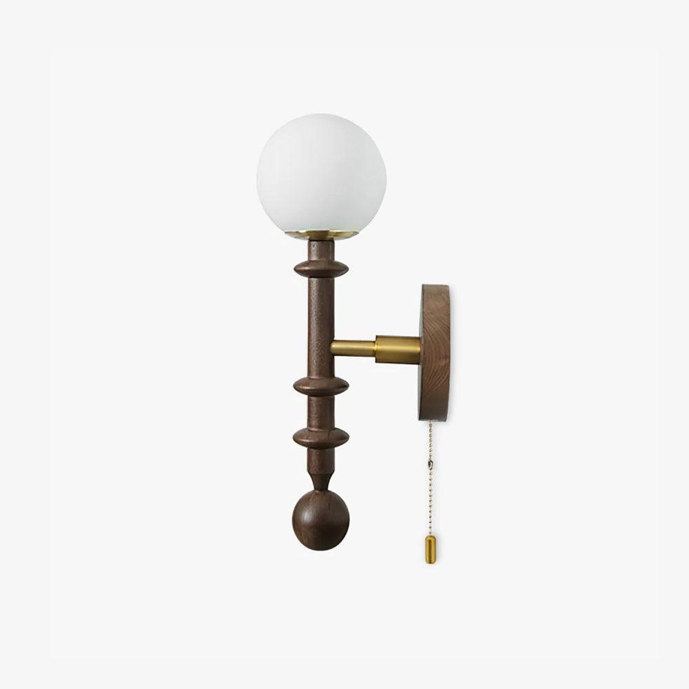 Elmiror Elegance Roman Column Glass Wood Wall Lamp