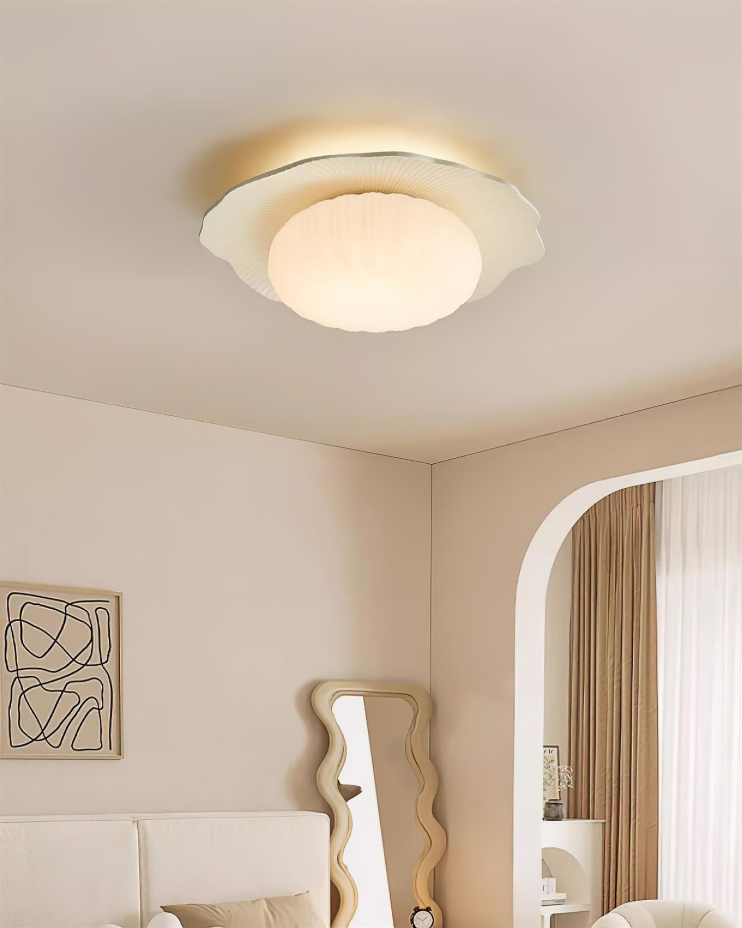 Ceiling Light Scalloped Resin Disc Playful Interiors - Neutral Decor