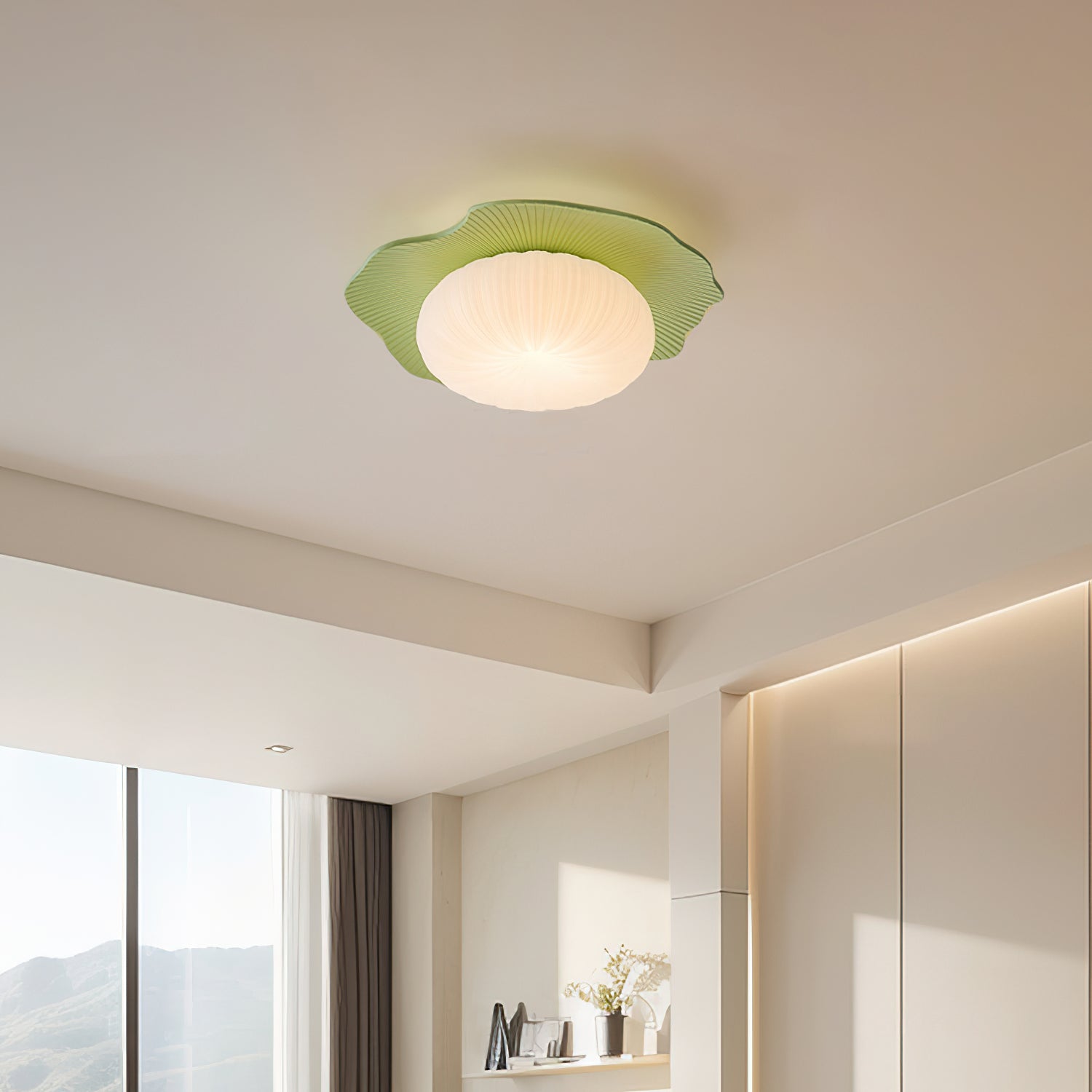 Ceiling Light Scalloped Resin Disc Playful Interiors - Neutral Decor