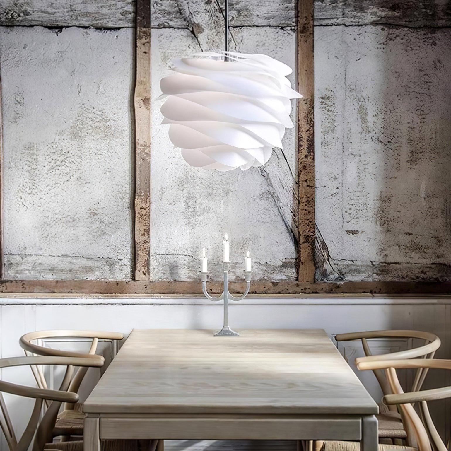 Solara Pendant Lamp PVC Rose Floral Layered Romantic - Neutral Decor