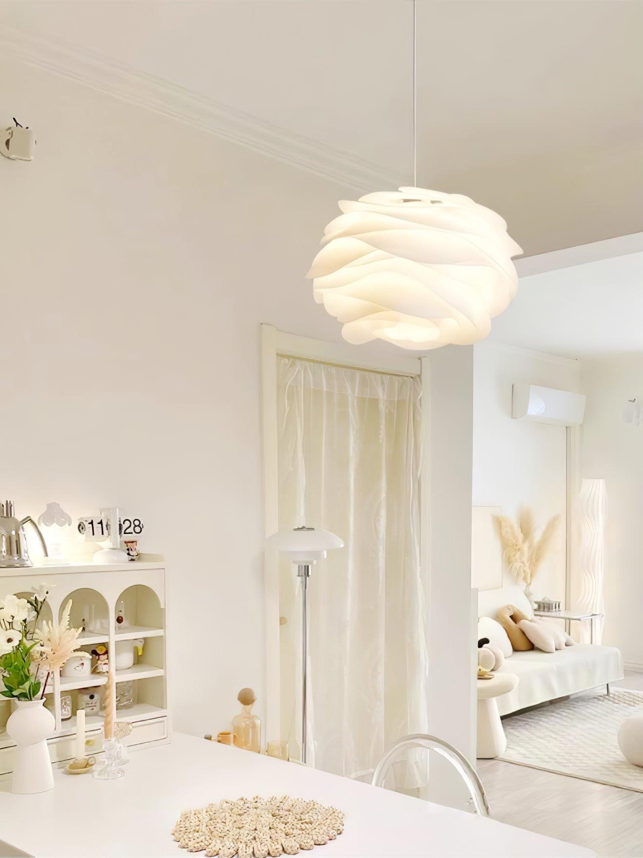 Solara Pendant Lamp PVC Rose Floral Layered Romantic - Neutral Decor