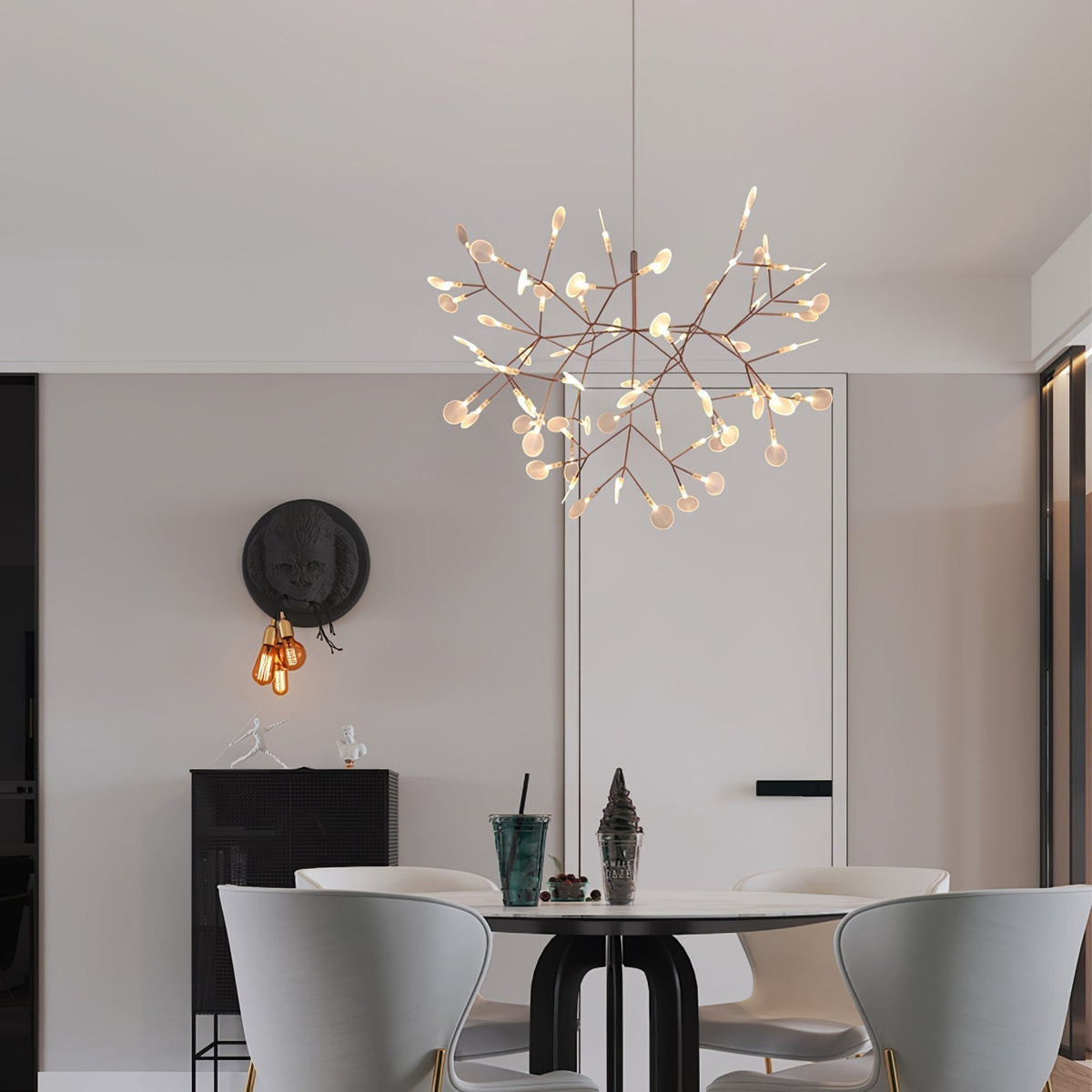 Auroreon Chandelier Rose Gold Firefly LED Branch