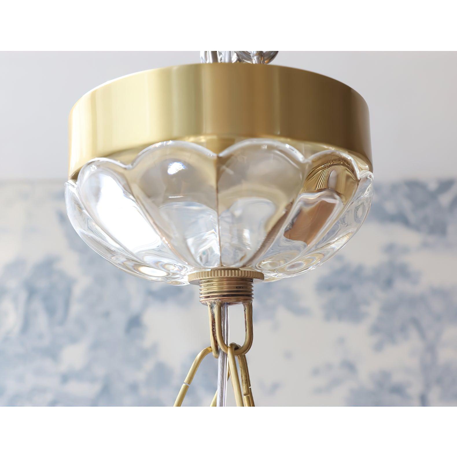 Voriq Chandelier Glass Bowl Brass Chain
