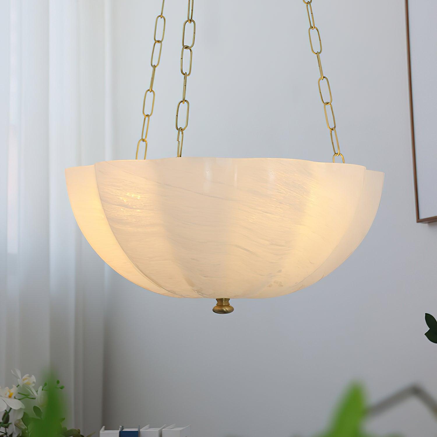 Voriq Chandelier Glass Bowl Brass Chain