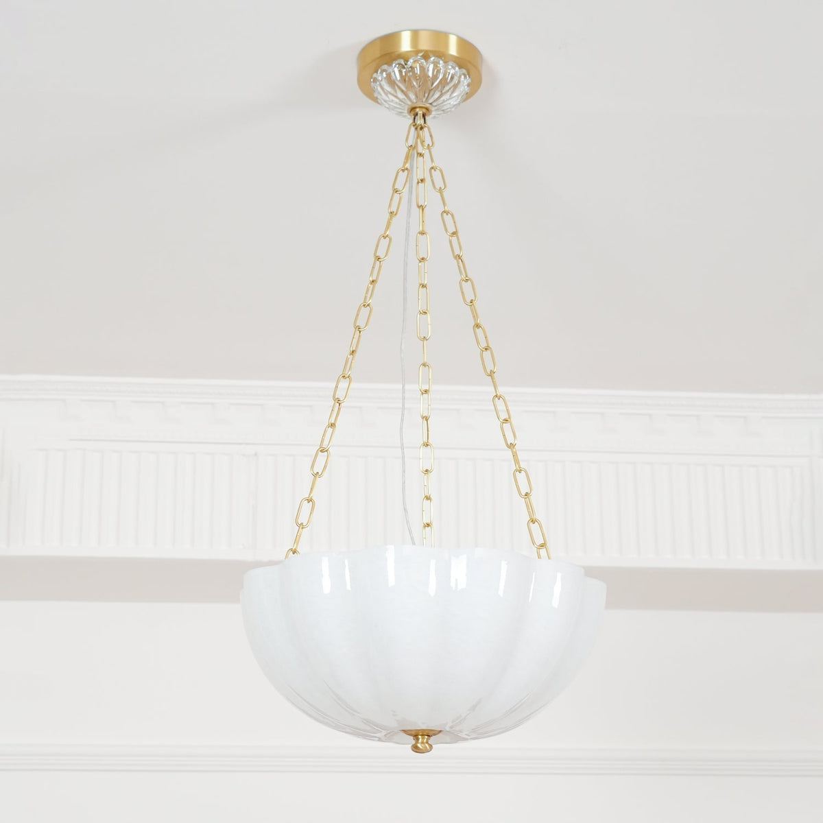 Voriq Chandelier Glass Bowl Brass Chain