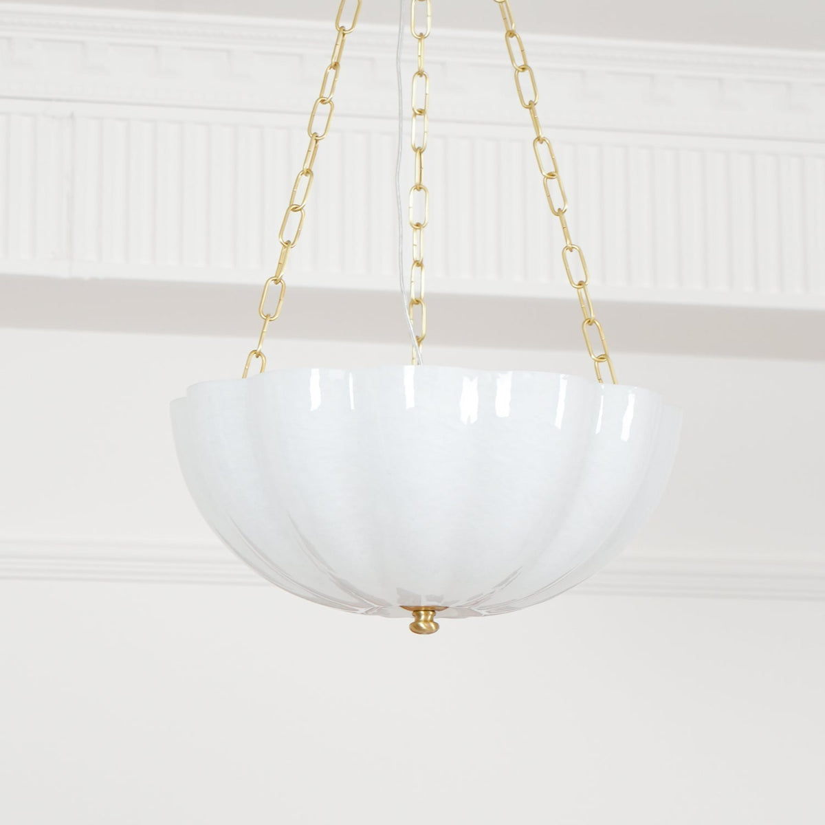 Voriq Chandelier Glass Bowl Brass Chain