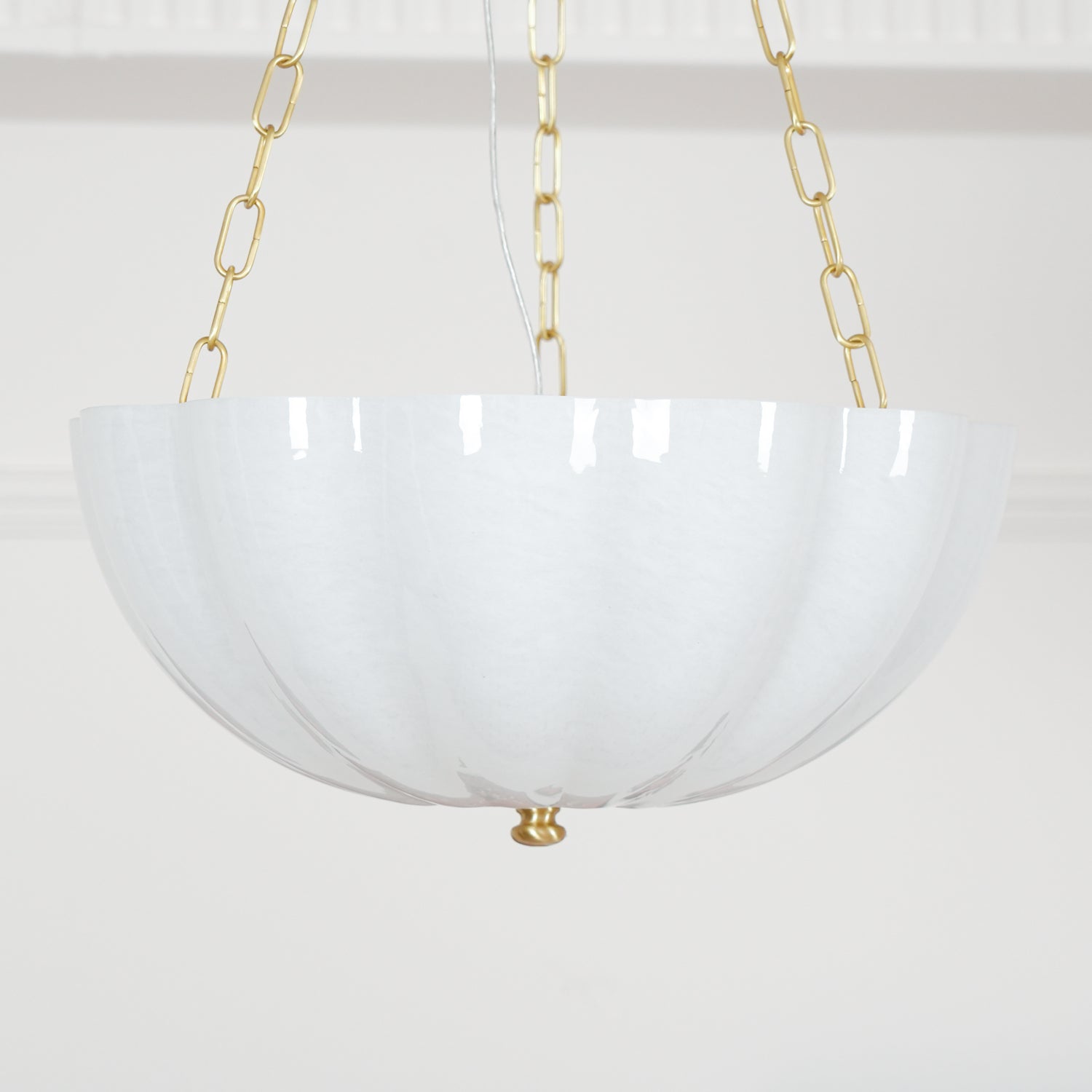 Voriq Chandelier Glass Bowl Brass Chain