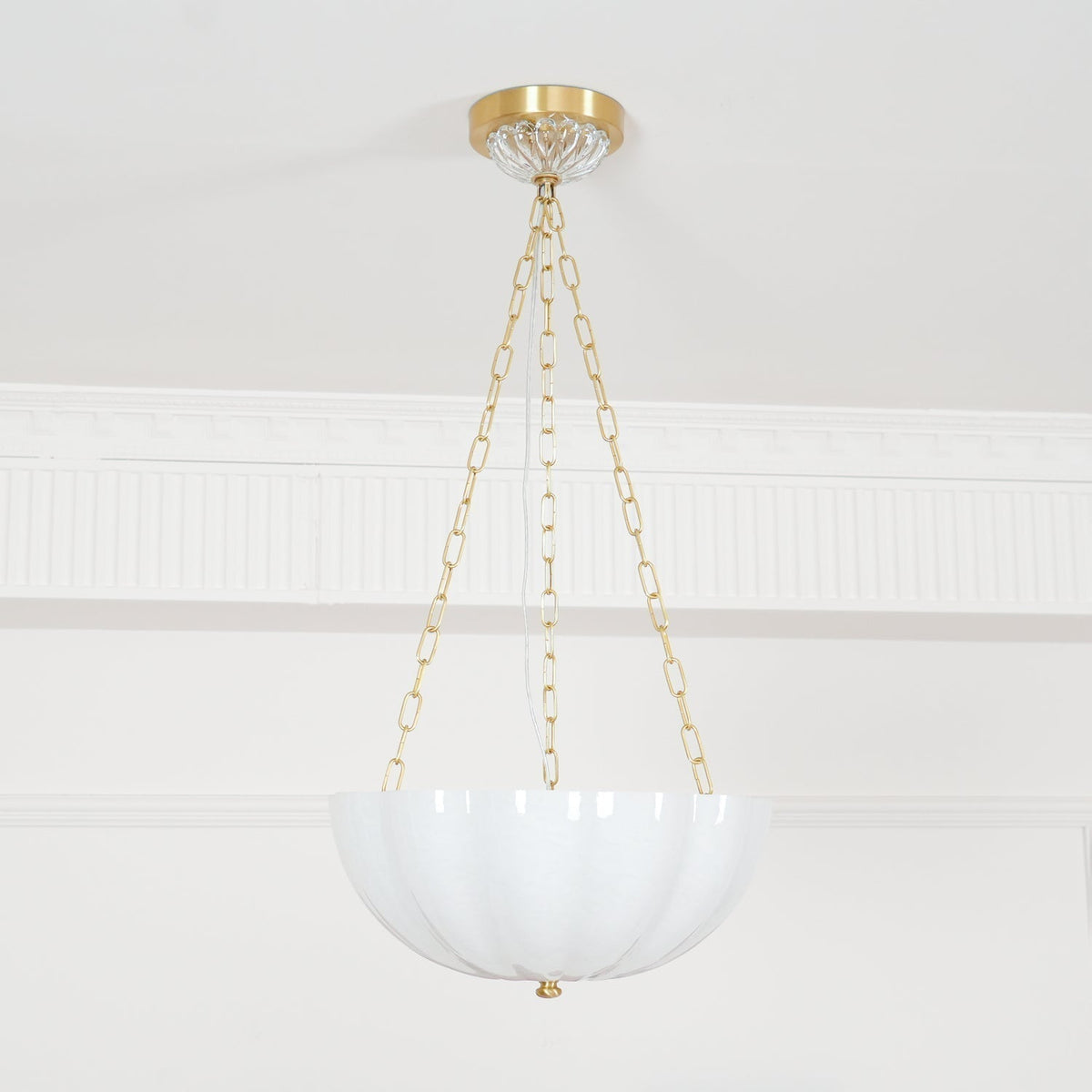 Voriq Chandelier Glass Bowl Brass Chain