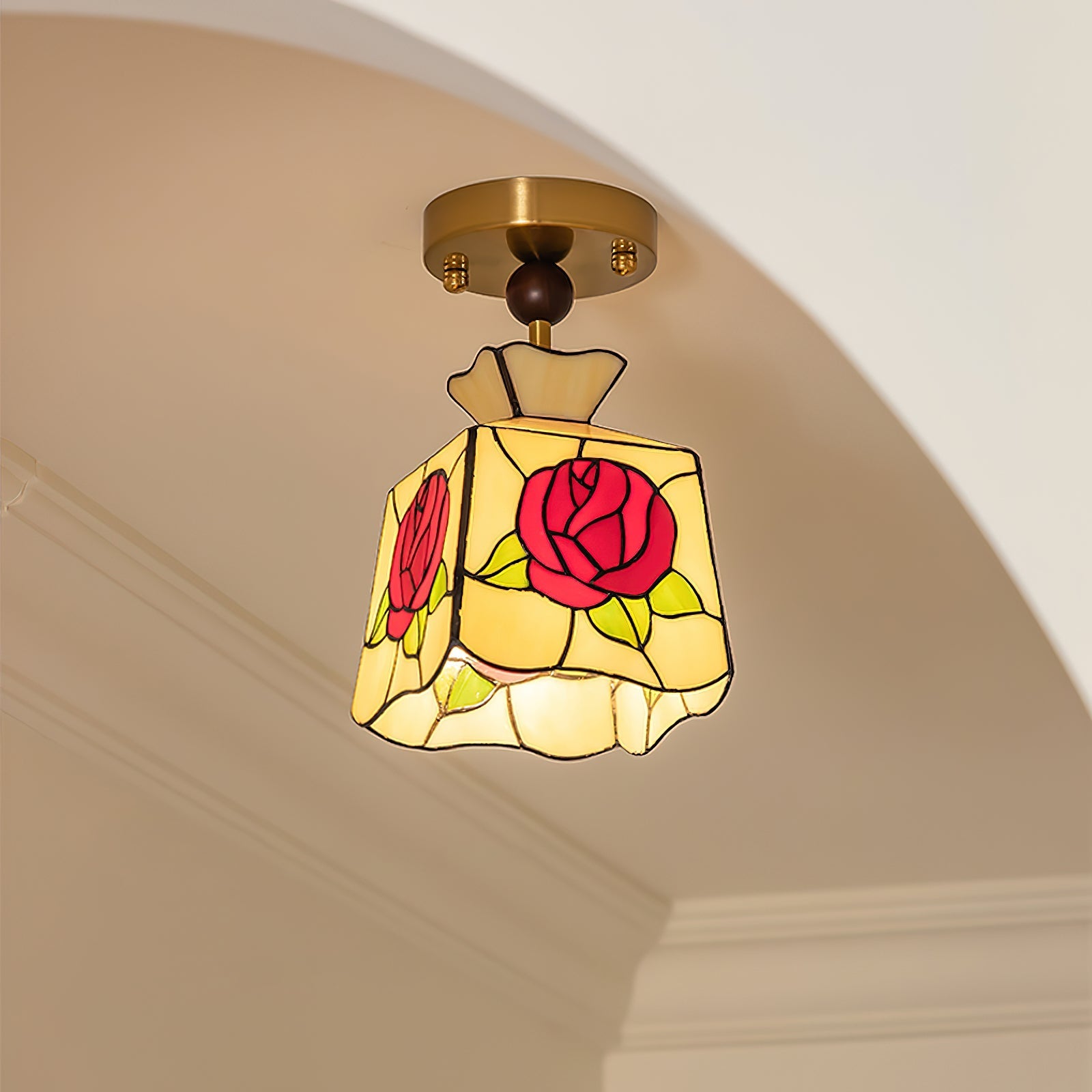 Joviel Tiffany Rose Ceiling Light - Neutral Decor