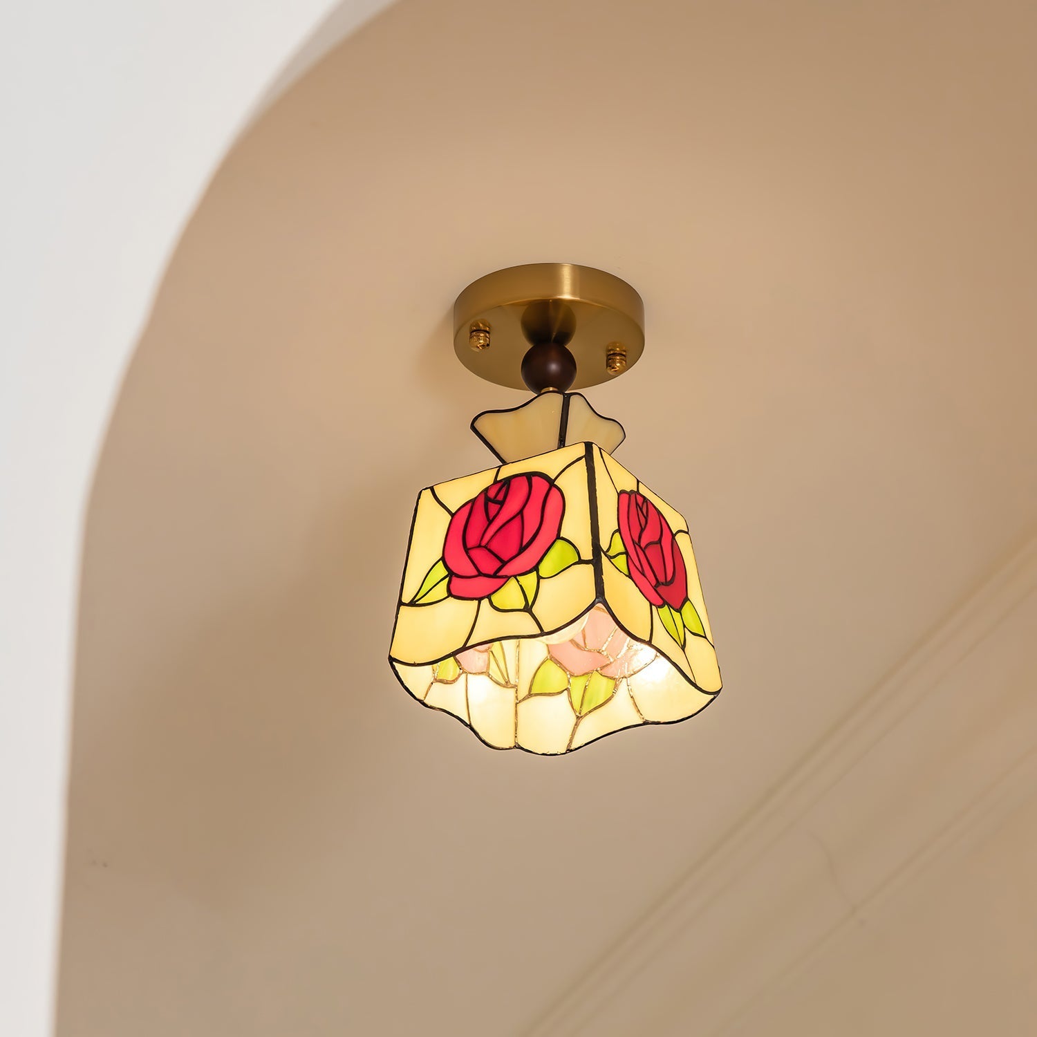 Joviel Tiffany Rose Ceiling Light - Neutral Decor