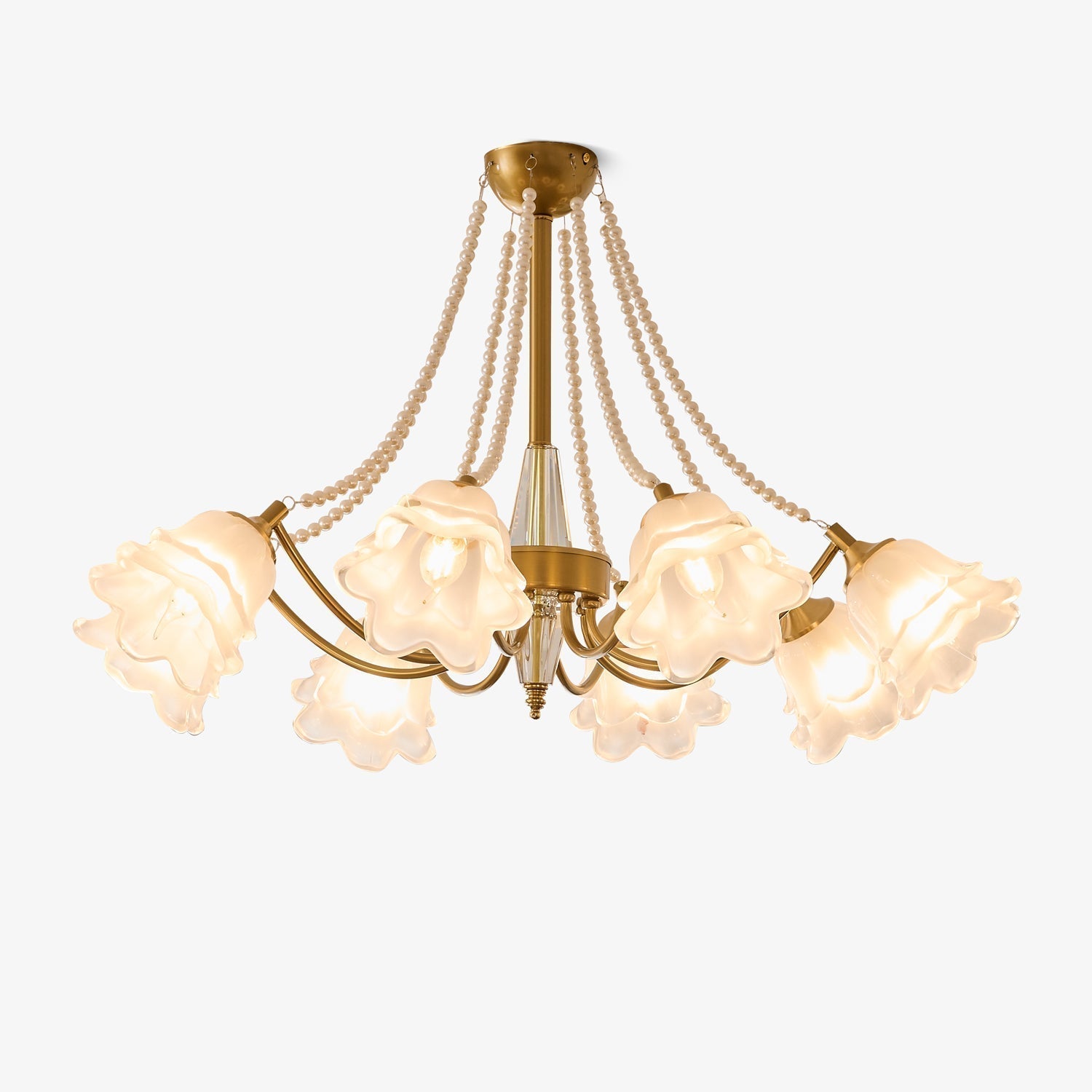 Allirila Traditional Elegance Vintage Bloom Pearls Glass Chandelier