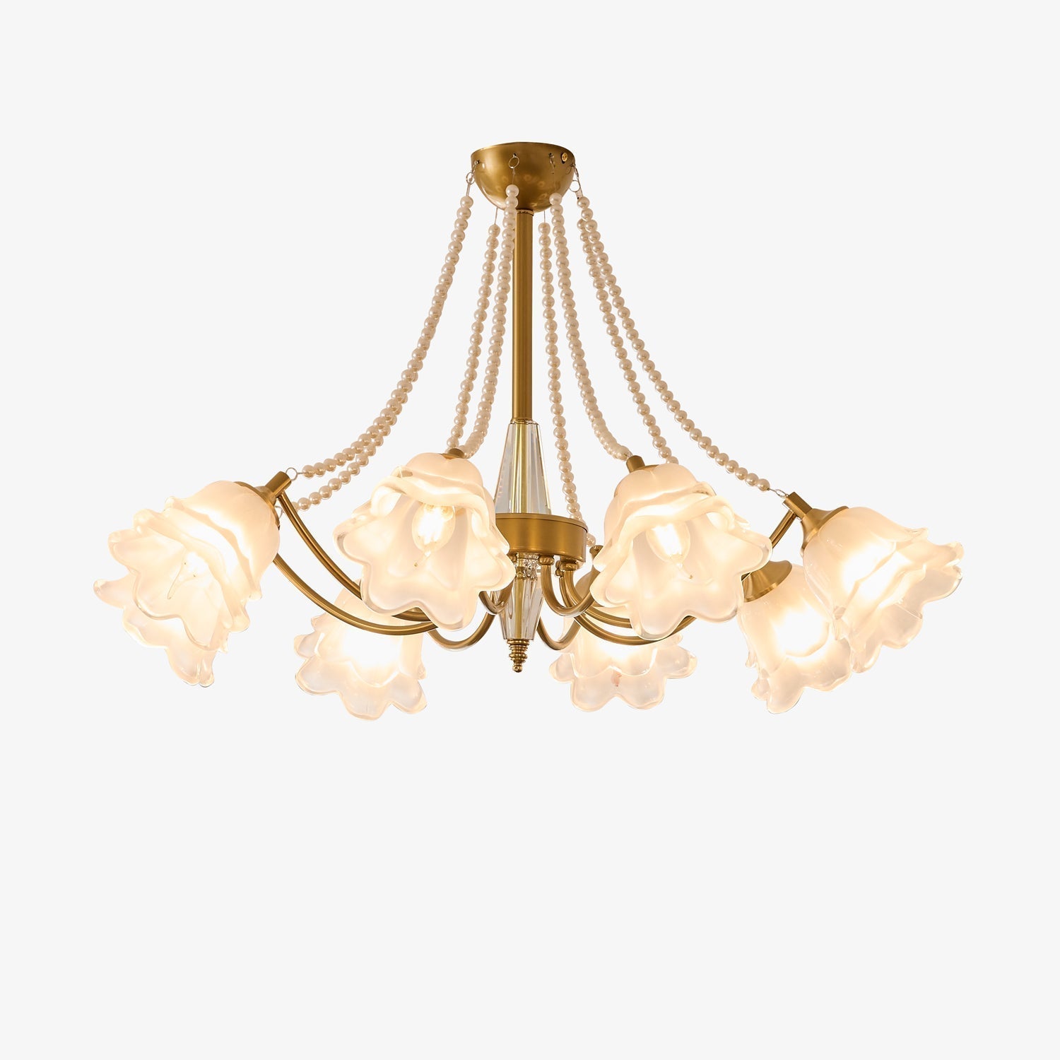 Allirila Traditional Elegance Vintage Bloom Pearls Glass Chandelier