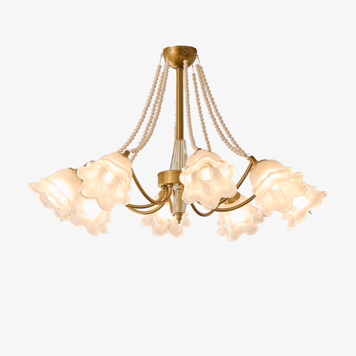 Allirila Traditional Elegance Vintage Bloom Pearls Glass Chandelier