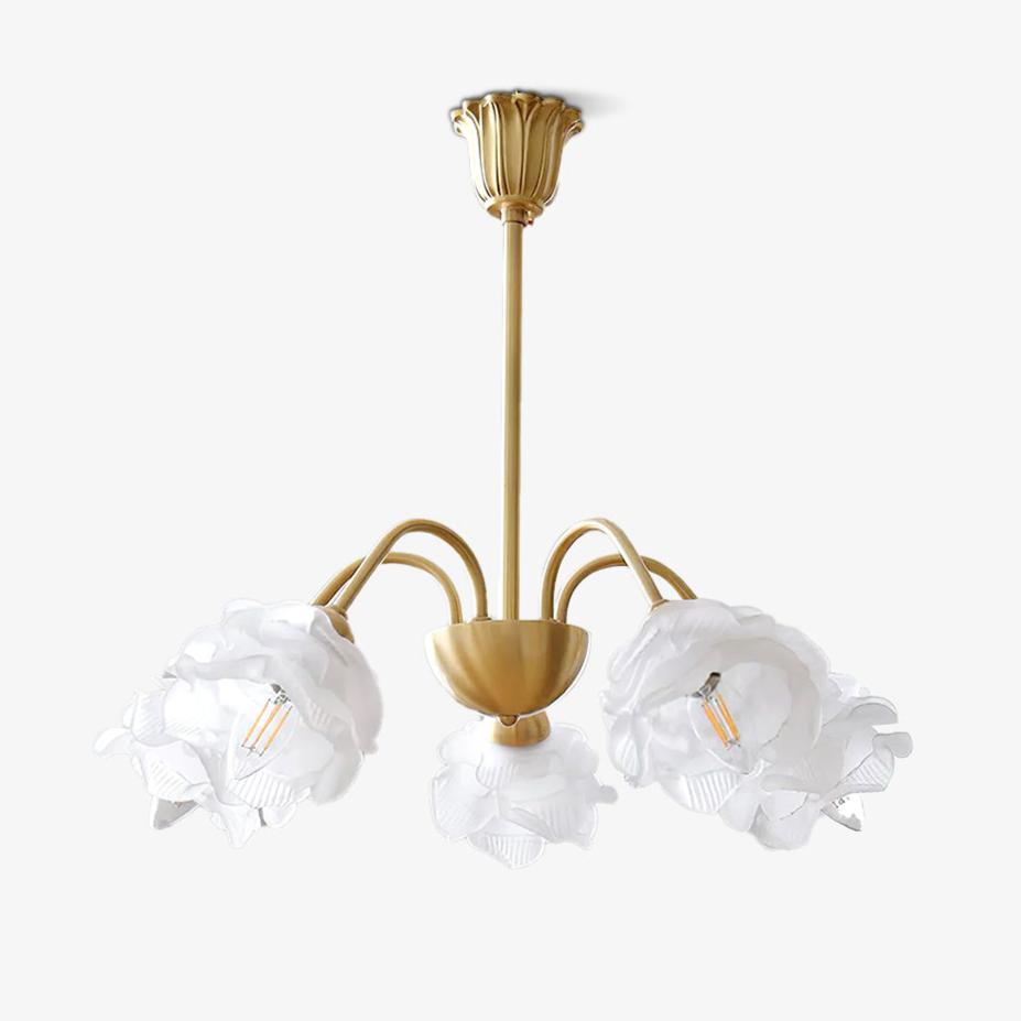 Brenis Chandelier Brass Glass Rose Floral