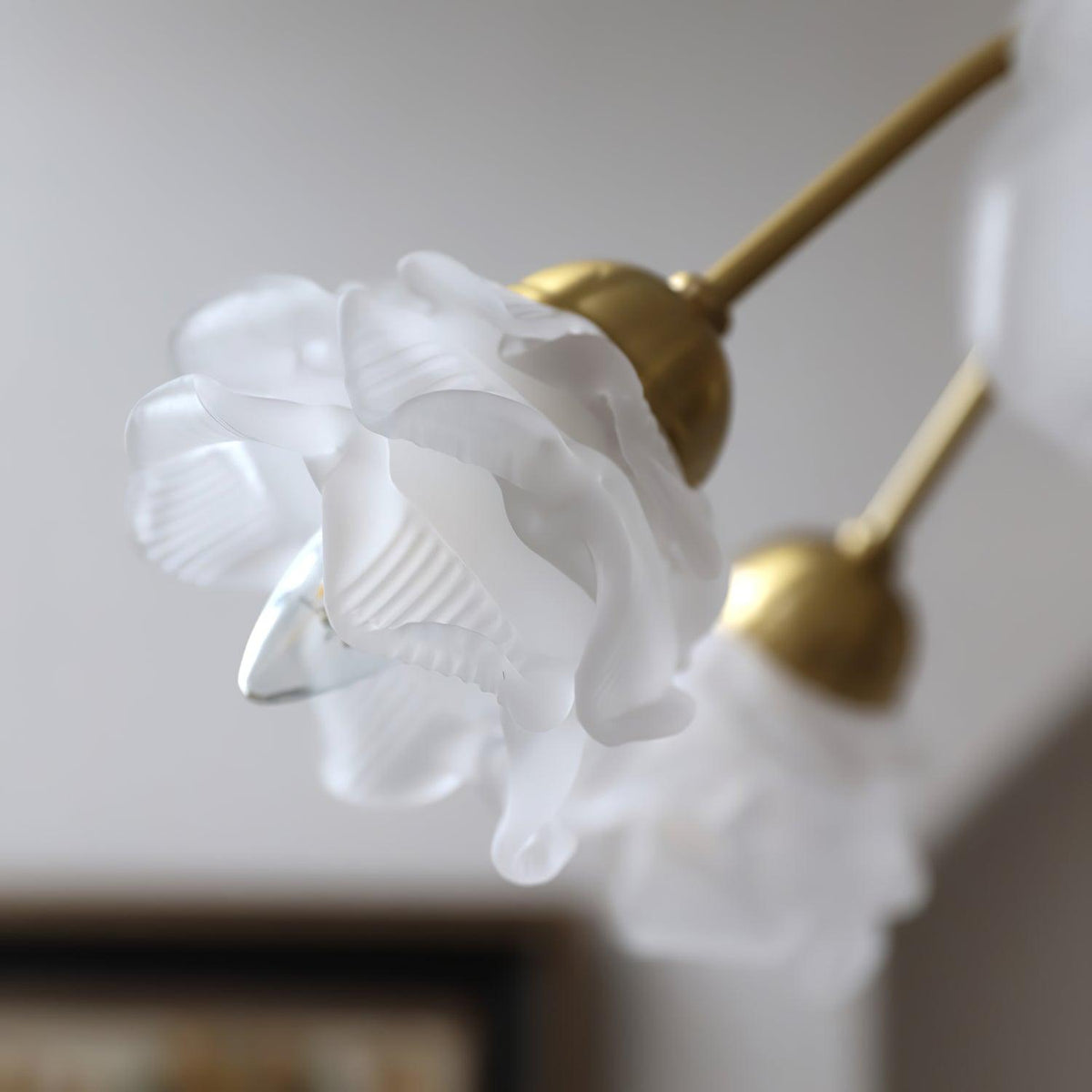 Brenis Chandelier Brass Glass Rose Floral