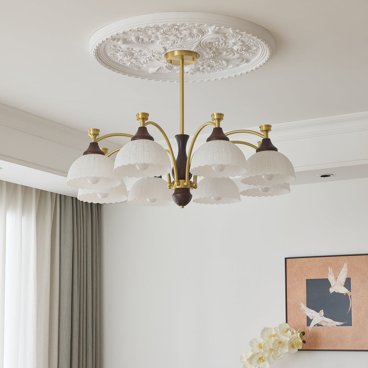 Avvynila Traditional Elegance Vintage Brass Wood Chandelier