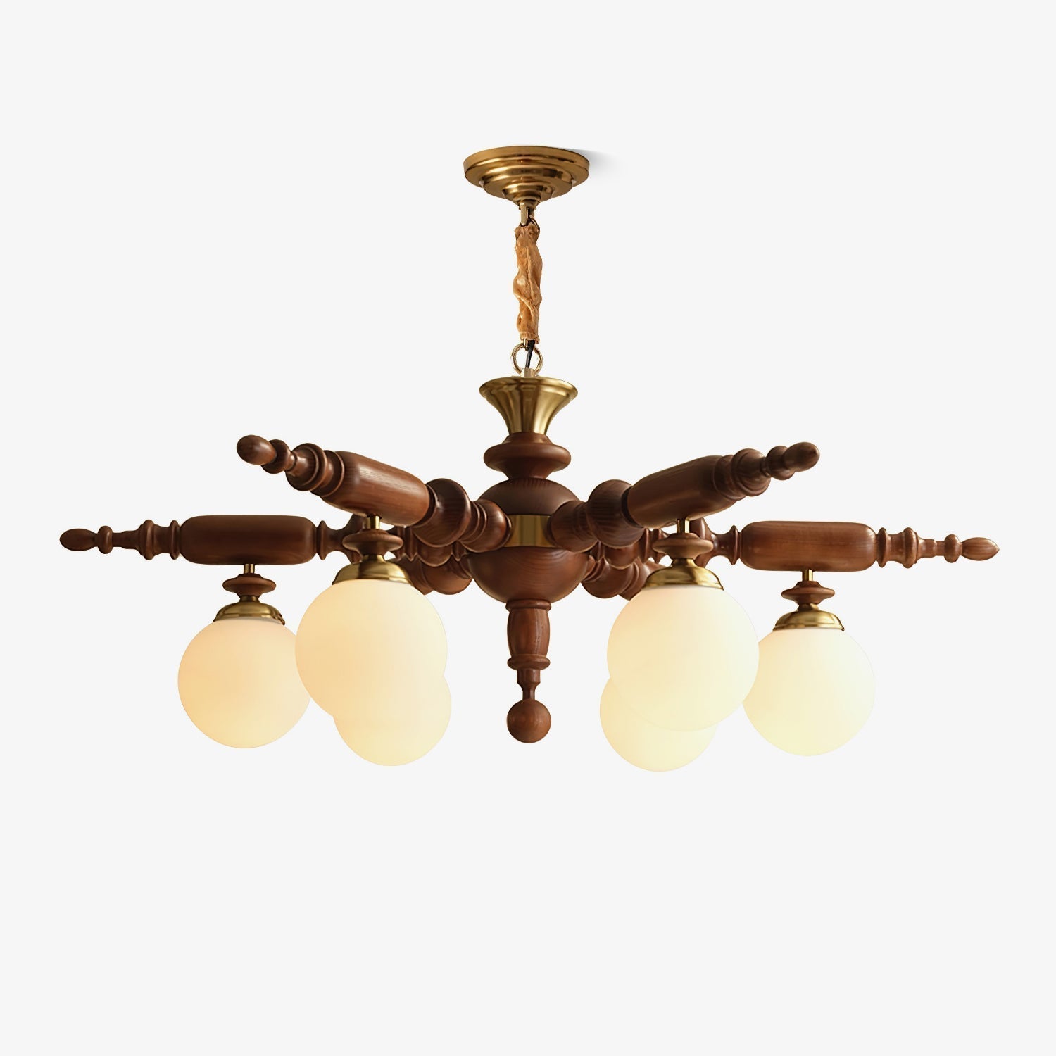Olvenir Rustic Wood Glass Chandelier
