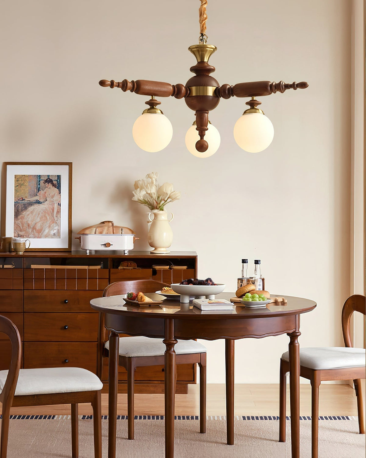 Olvenir Rustic Wood Glass Chandelier