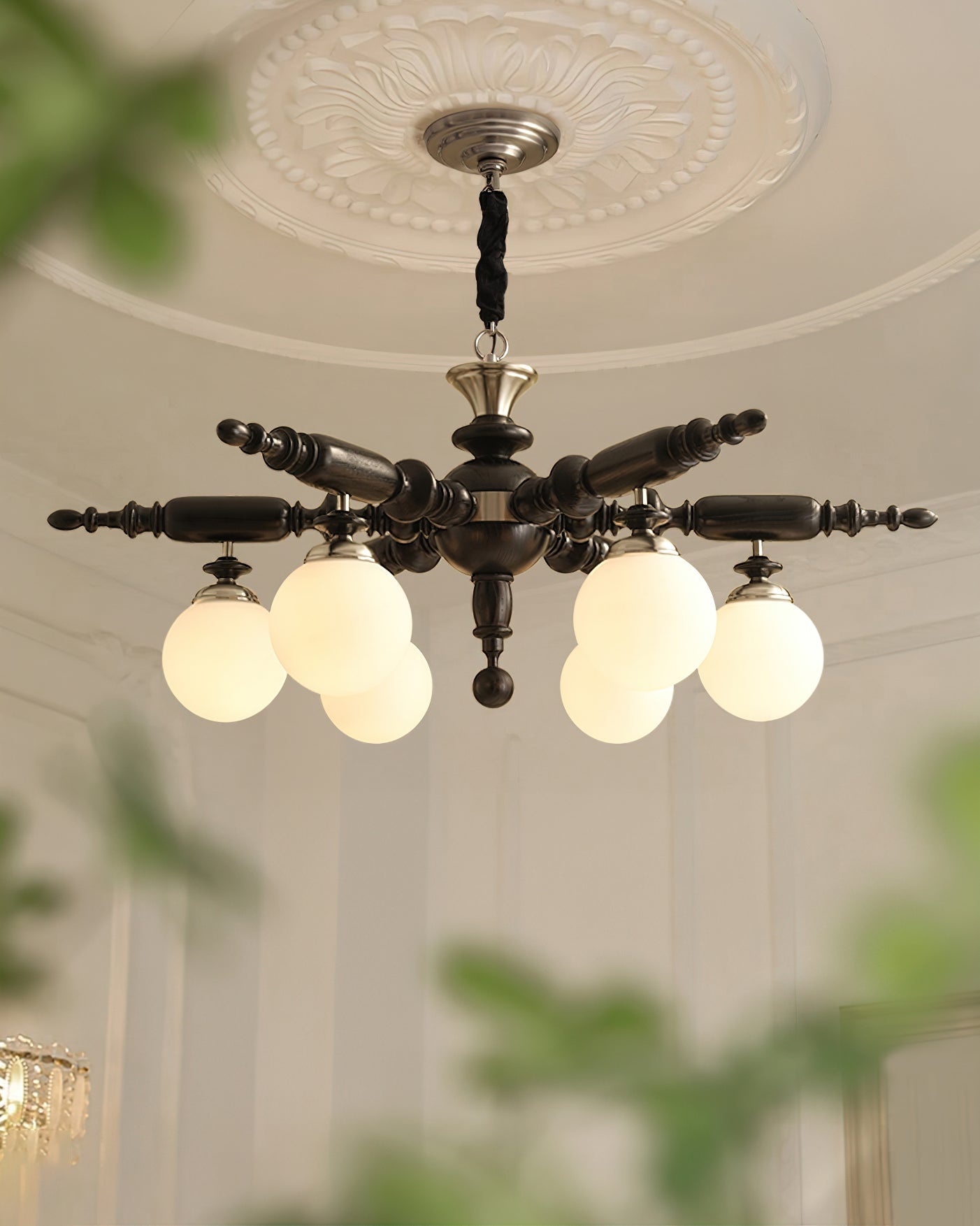 Olvenir Rustic Wood Glass Chandelier