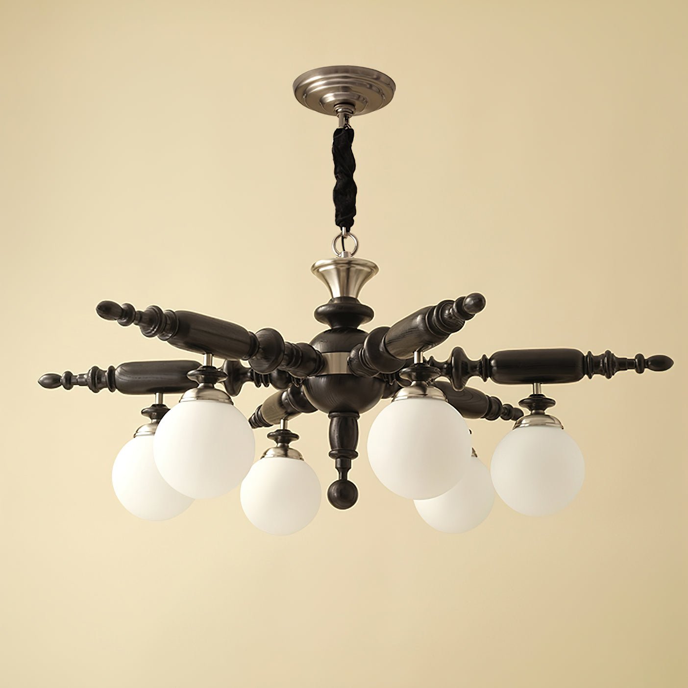 Olvenir Rustic Wood Glass Chandelier