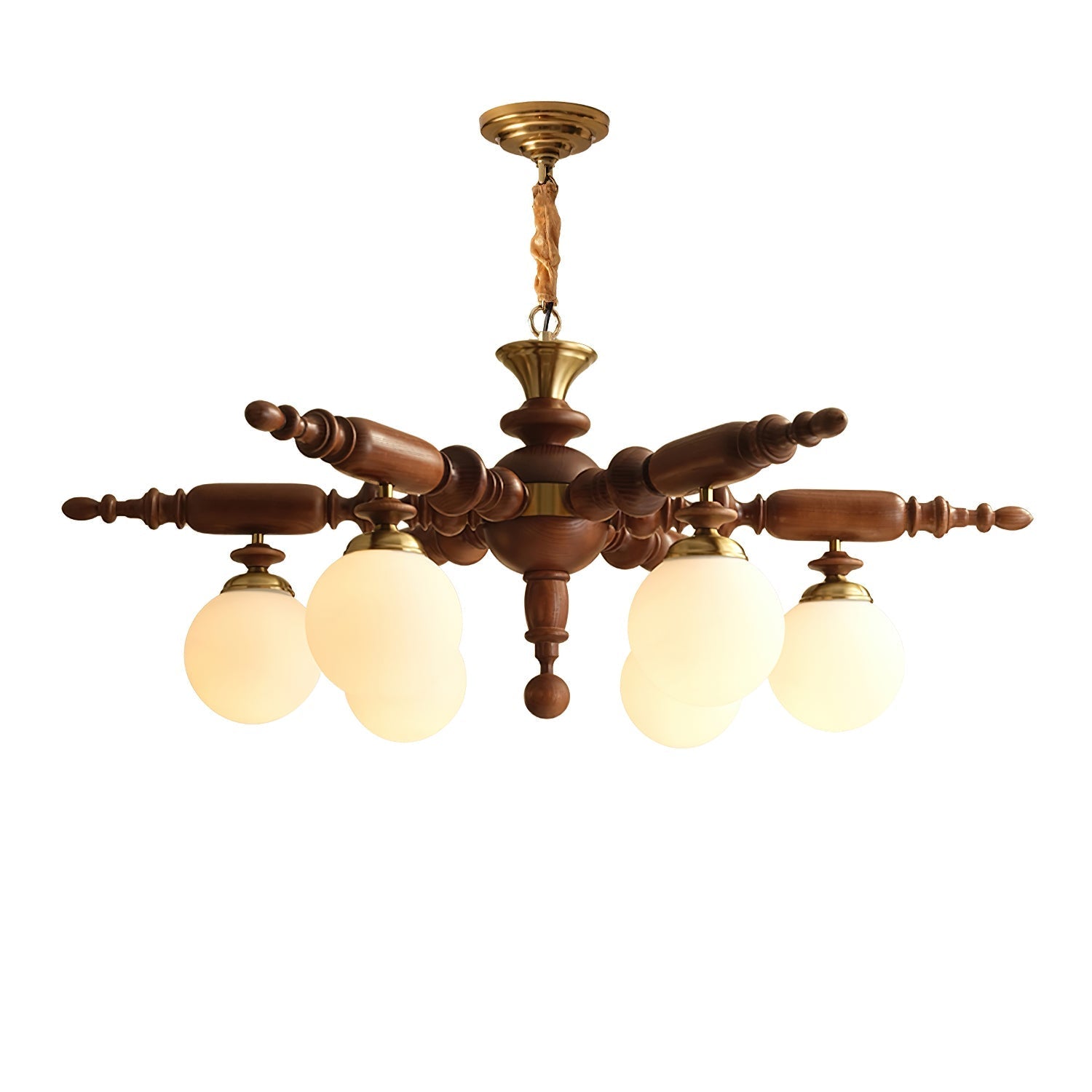 Olvenir Rustic Wood Glass Chandelier