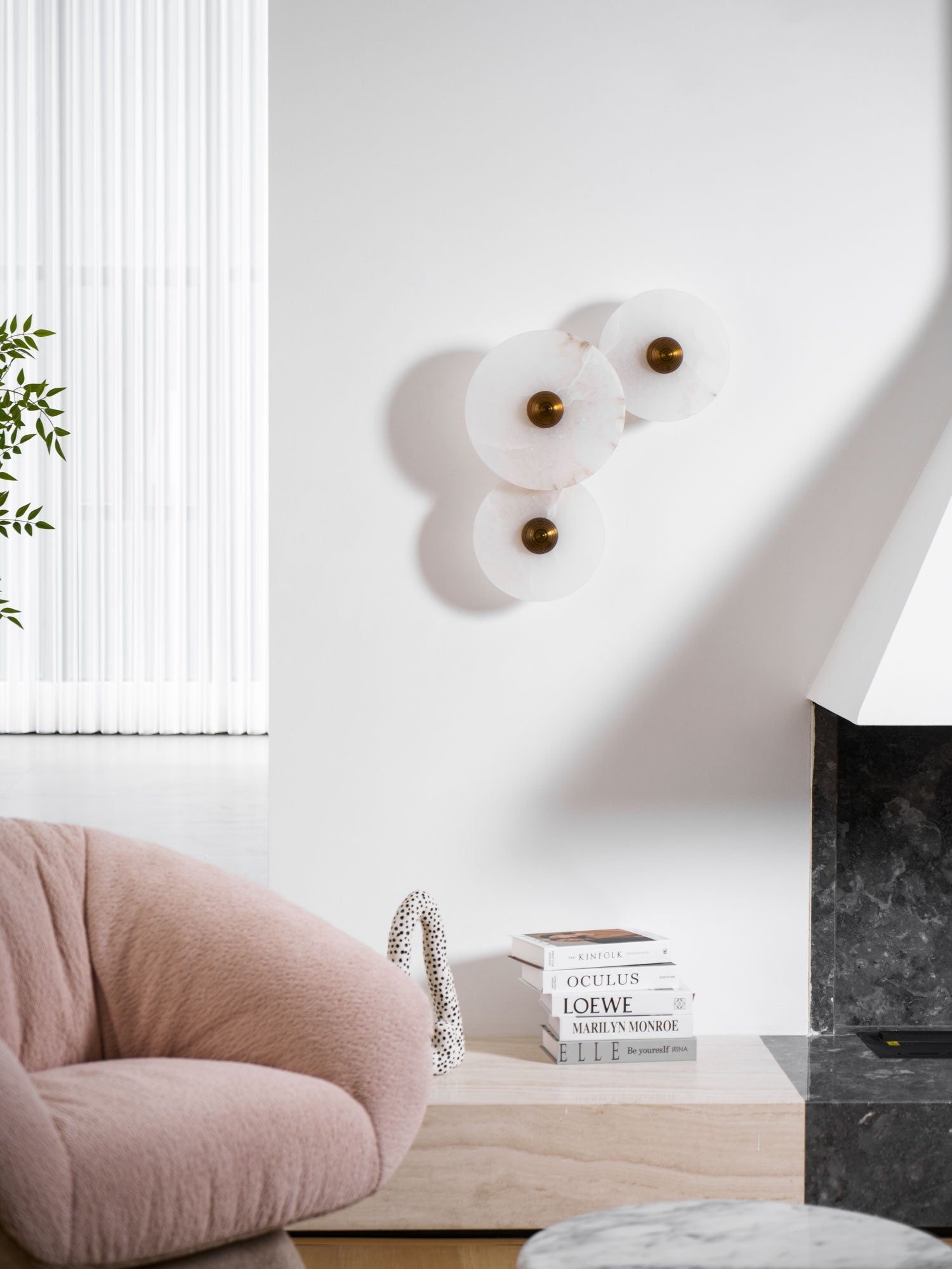 Selene Minimalist Alabaster Ceiling Light