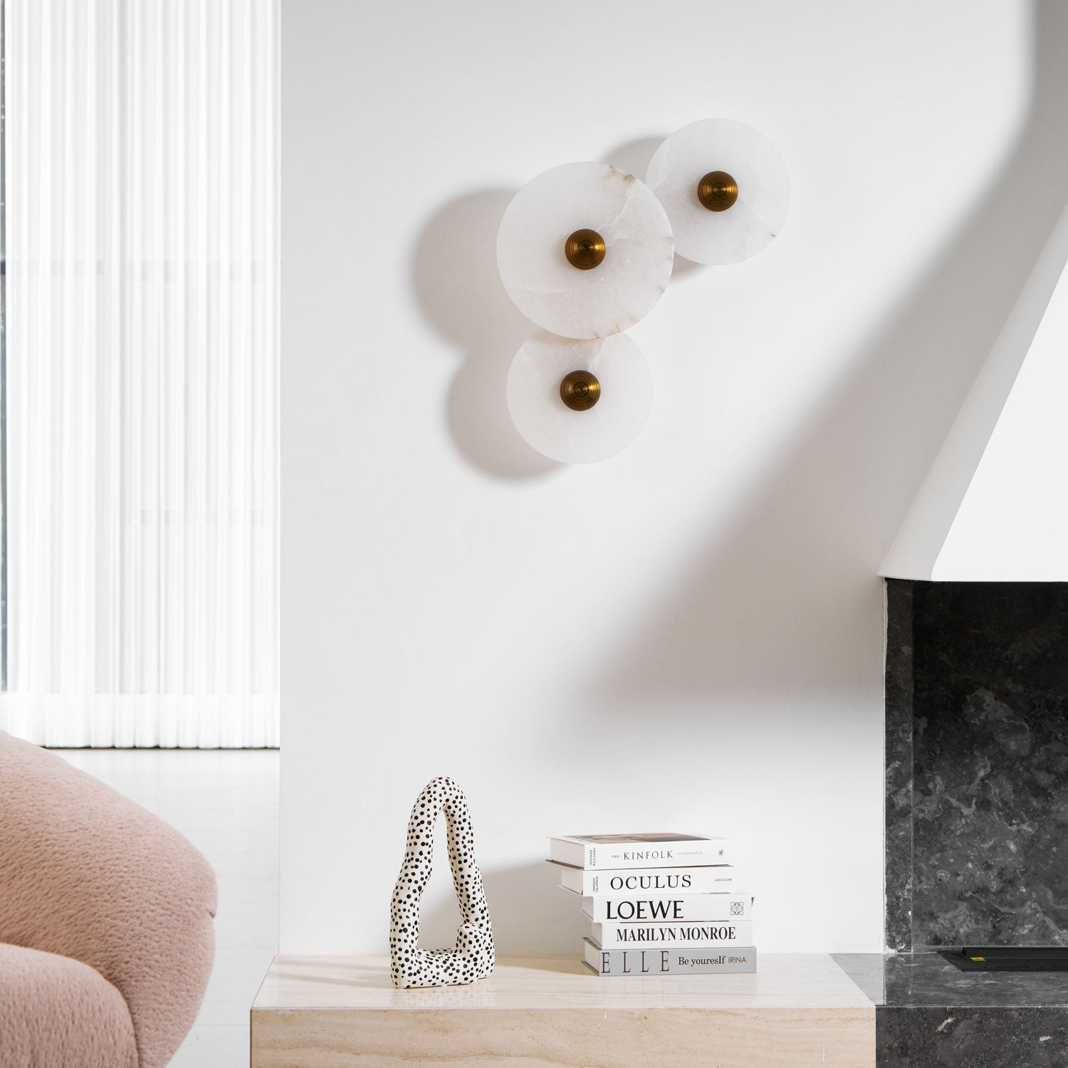 Selene Minimalist Alabaster Ceiling Light