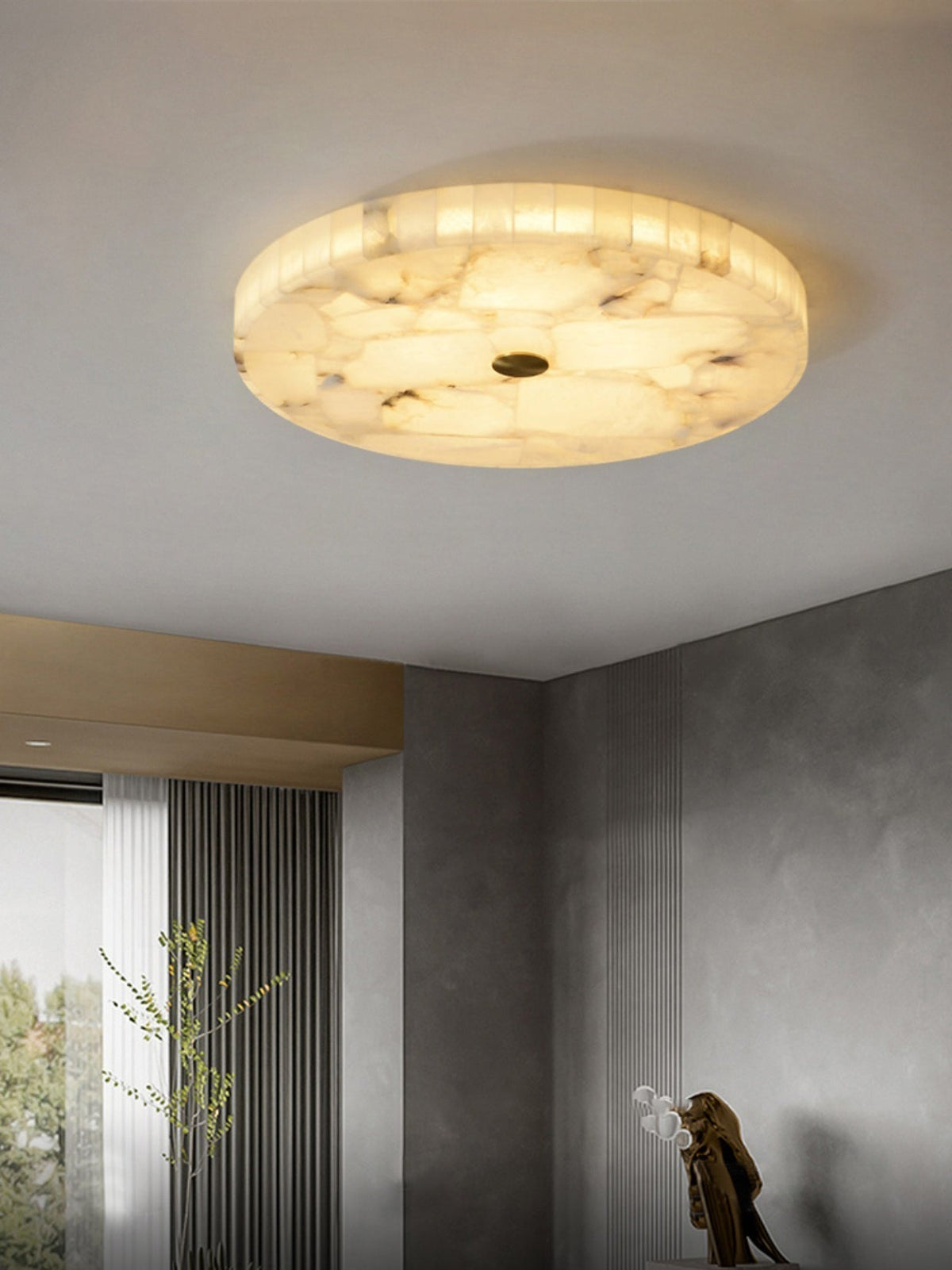 Nivael Round Alabaster Ceiling Lamp
