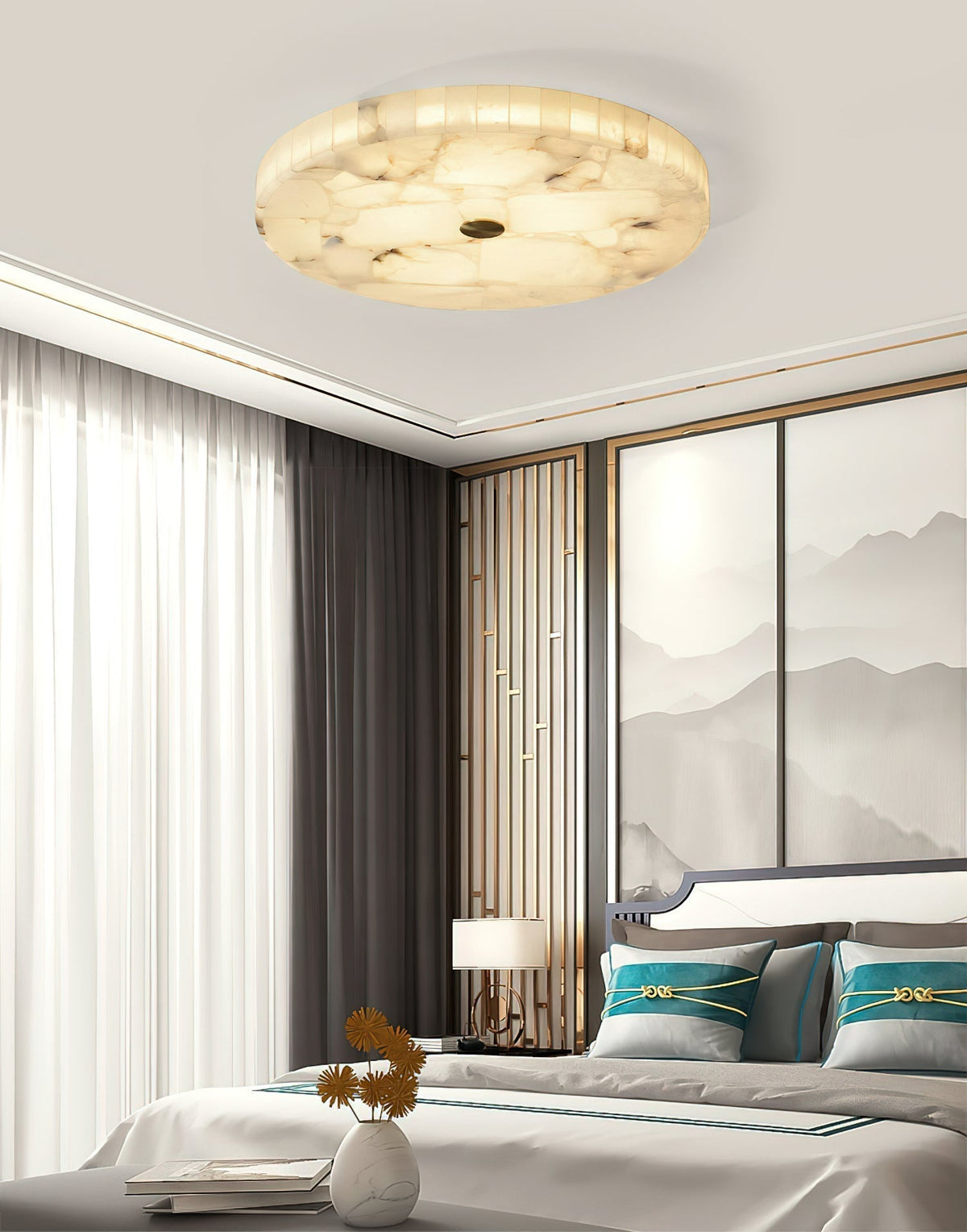 Nivael Round Alabaster Ceiling Lamp