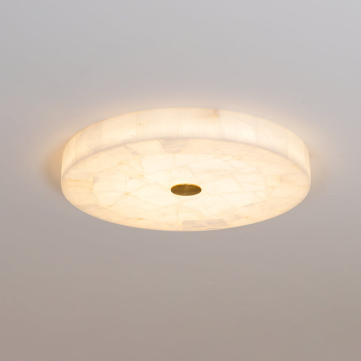 Ciphayra Minimalist Alabaster Round Flushmount Ceiling Light