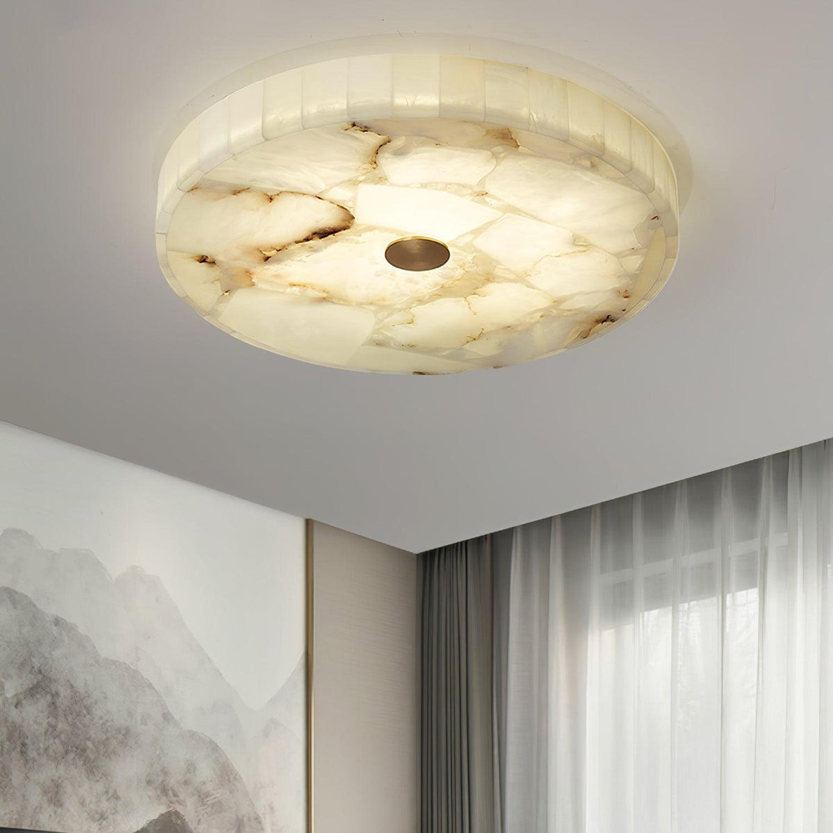 Torin Round Alabaster Ceiling Lamp