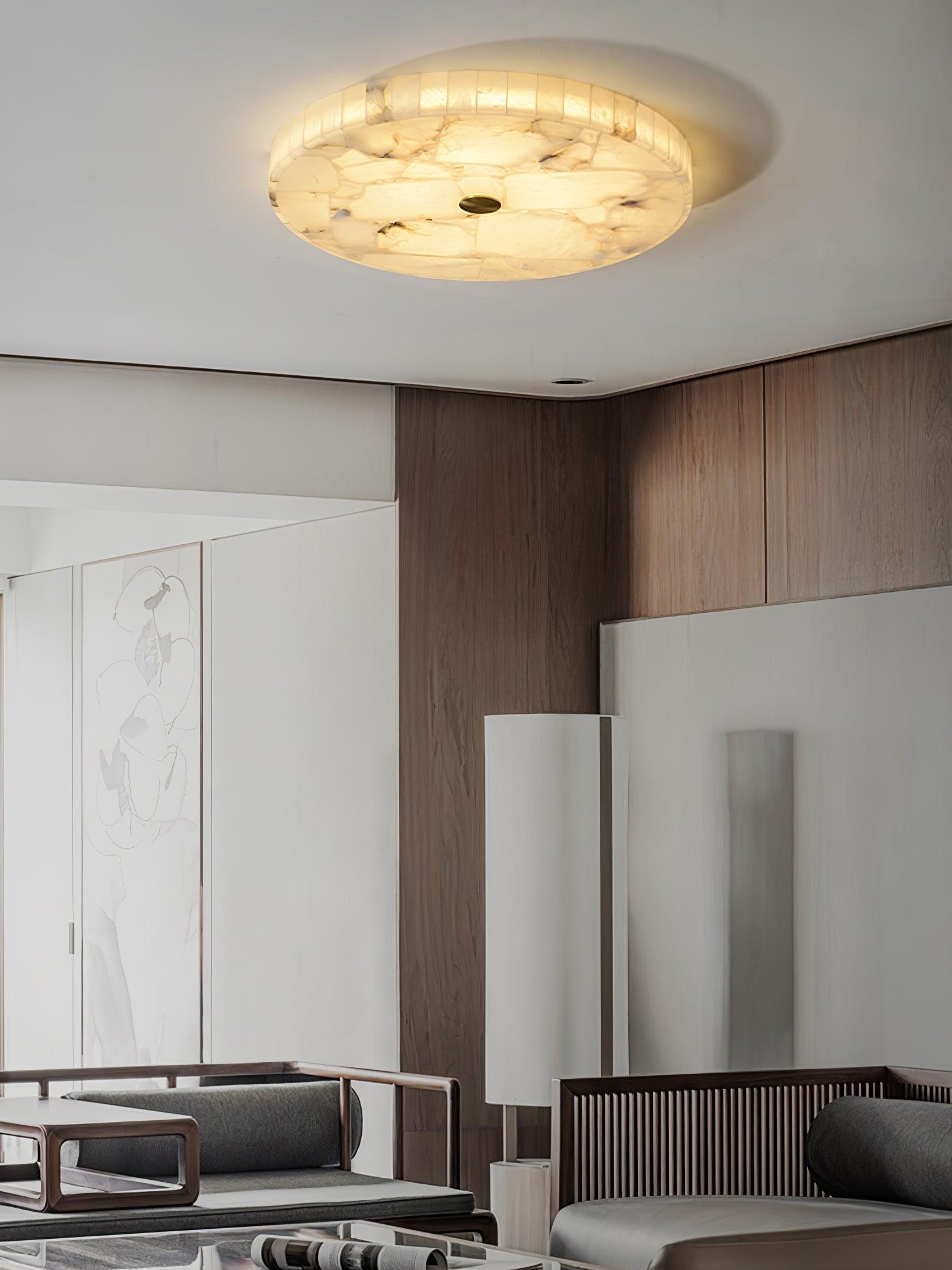 Norshire Round Alabaster Flush Mount Ceiling Light