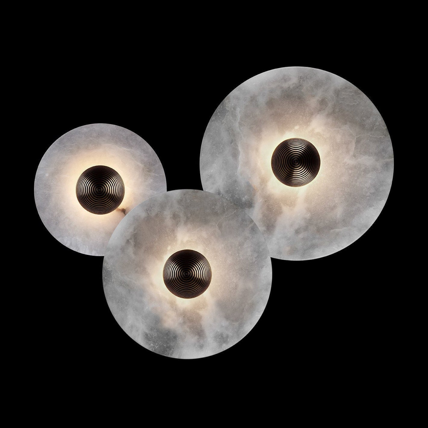 Round Wall Lamp Alabaster Fluted Brass - Neutral Decor