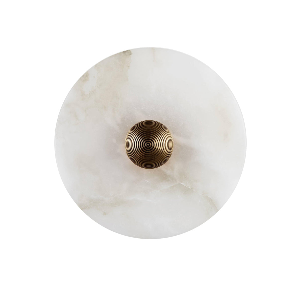 Round Wall Lamp Alabaster Fluted Brass - Neutral Decor