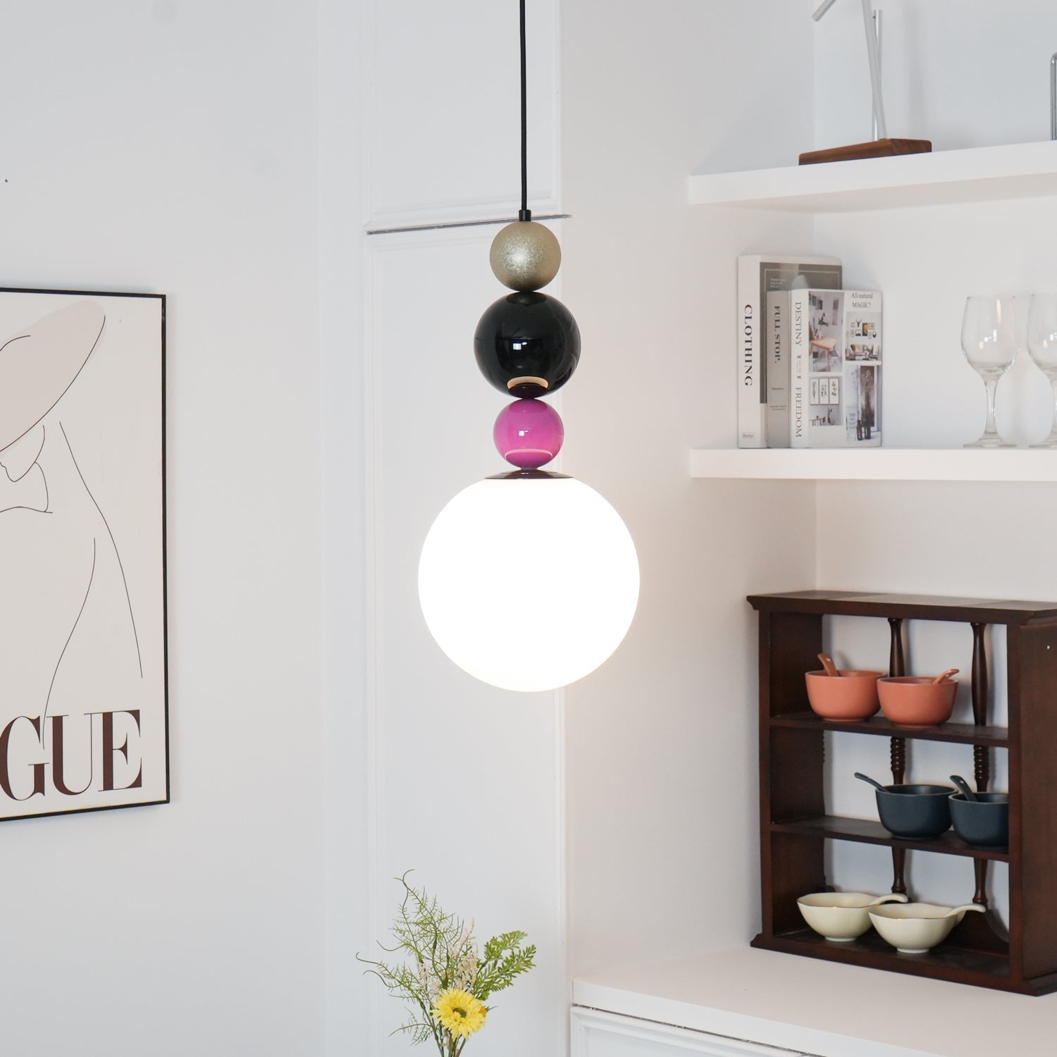 Eshaisra Nordic Art Round Balls Stacking Glass Pendant Lamp