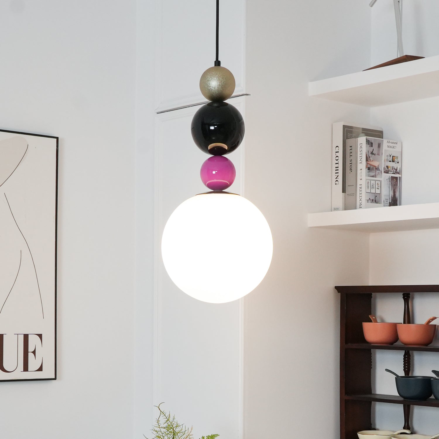 Eshaisra Nordic Art Round Balls Stacking Glass Pendant Lamp