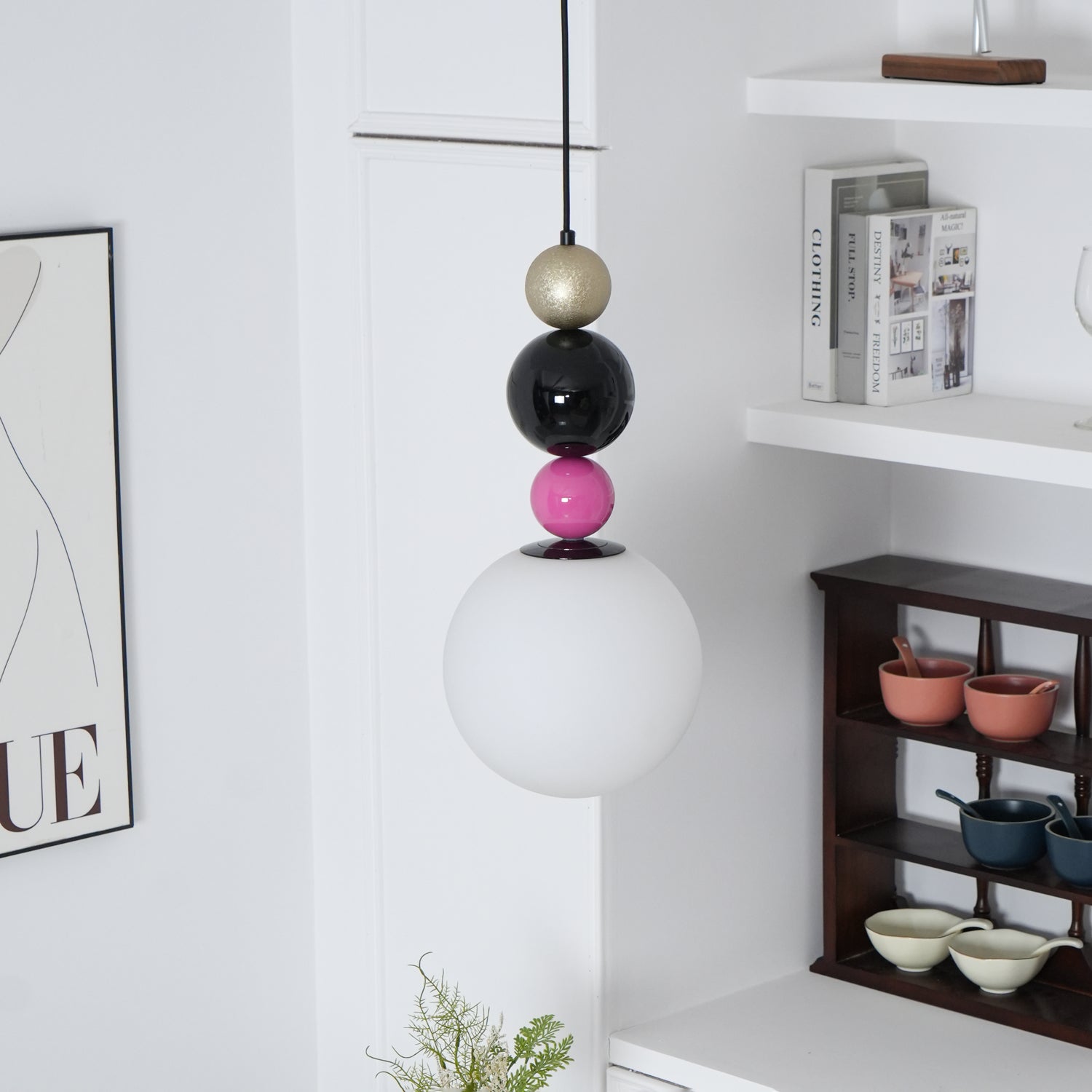 Eshaisra Nordic Art Round Balls Stacking Glass Pendant Lamp