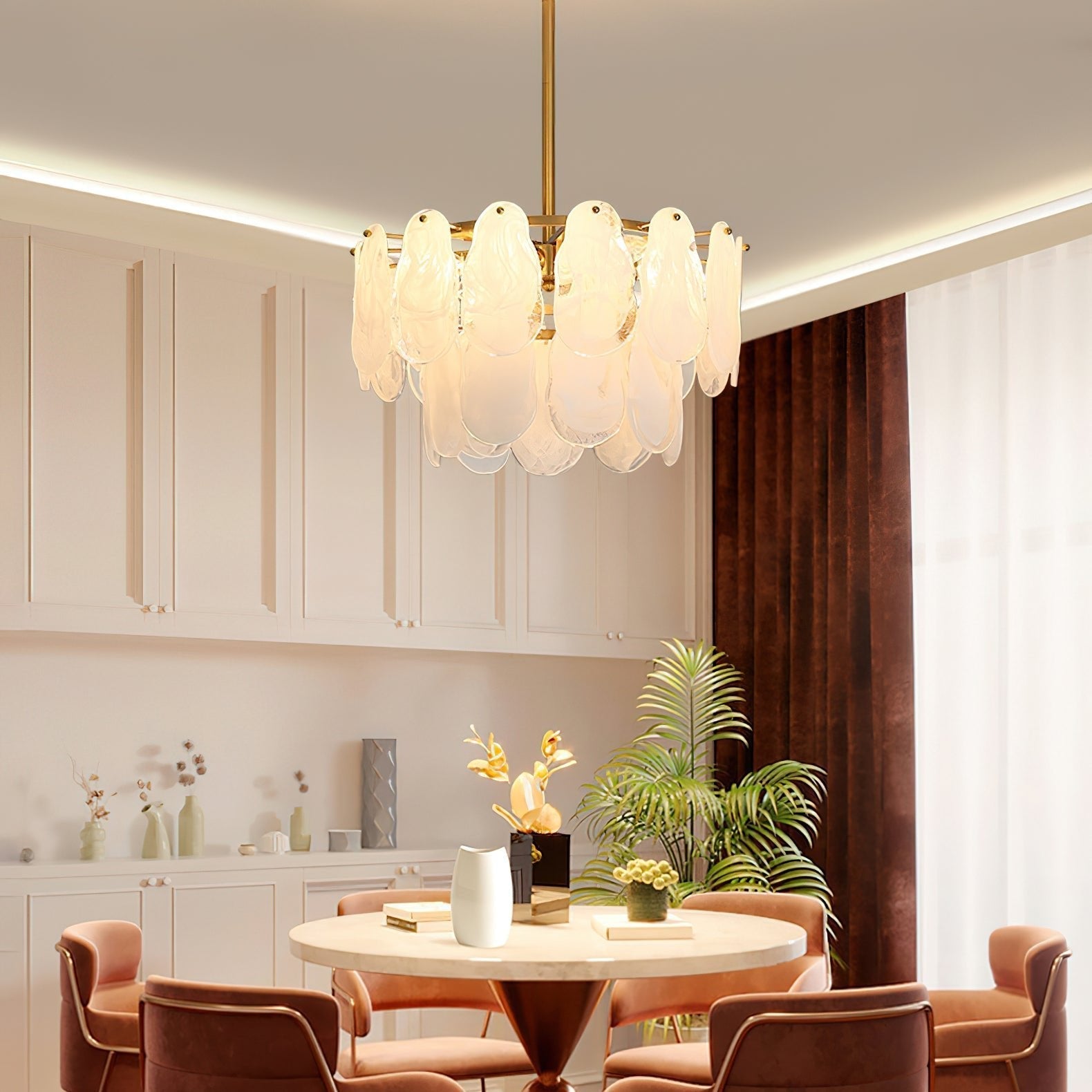 Zosolia Postmodern Luxury Round Cloud Glass Chandelier - Neutral Decor