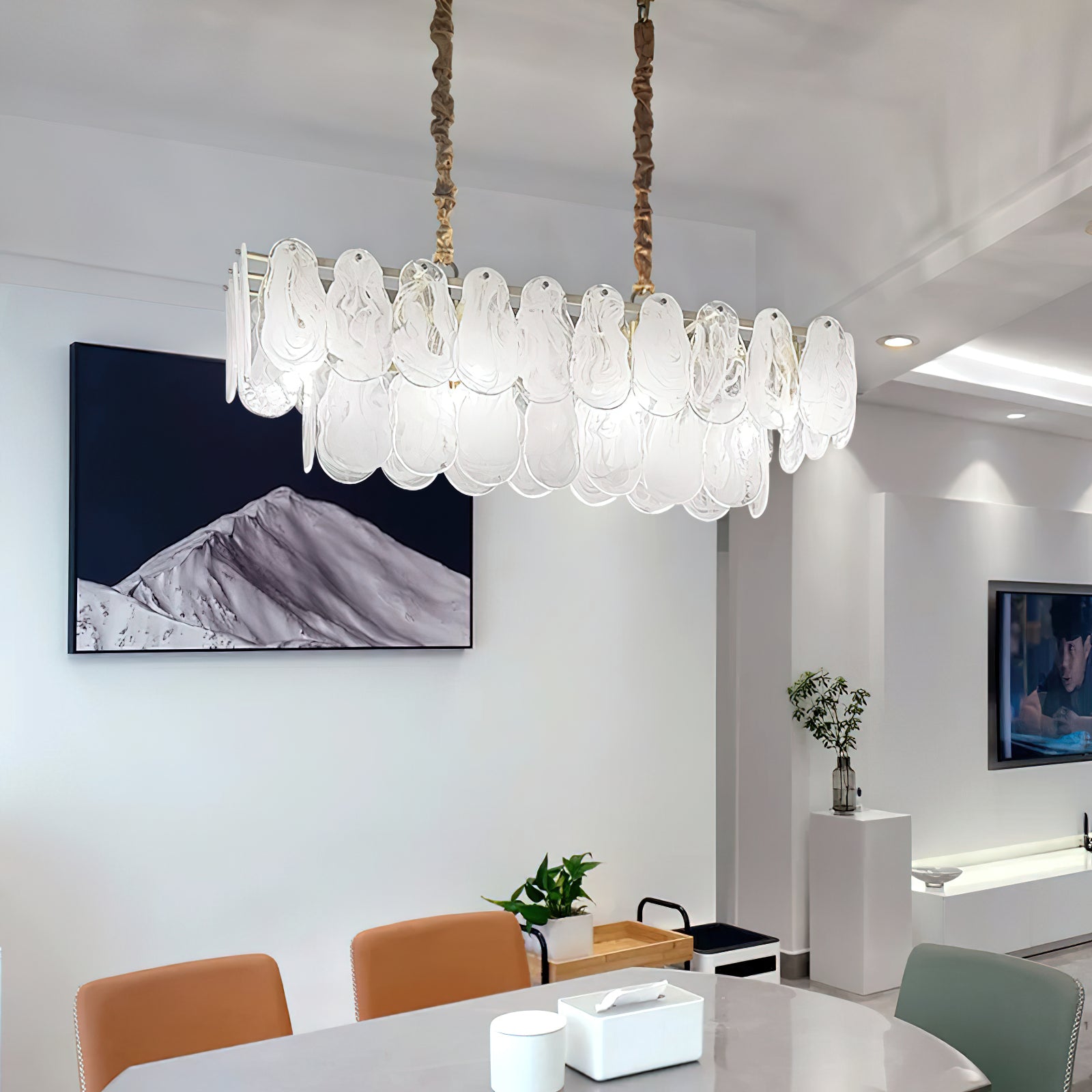 Zosolia Postmodern Luxury Round Cloud Glass Chandelier - Neutral Decor
