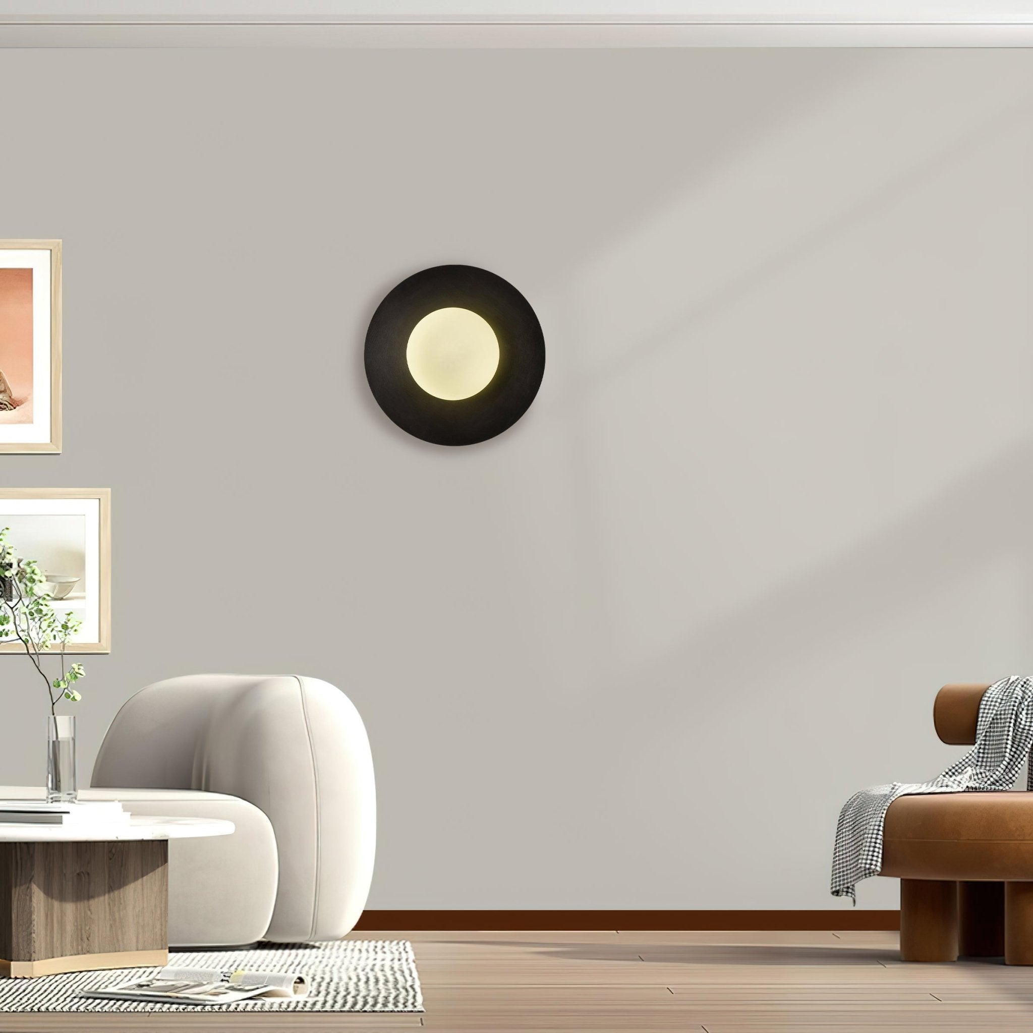 Elem Modern Minimalist Round Art Brass Glass Wall Lamp