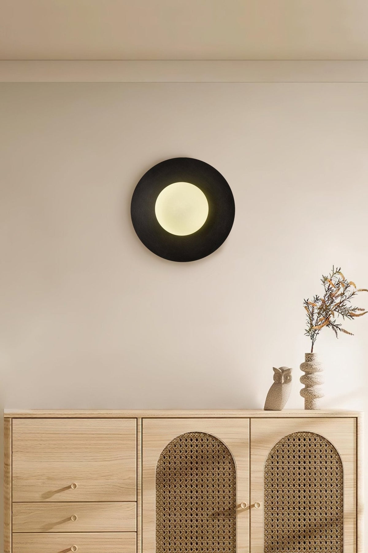 Elem Modern Minimalist Round Art Brass Glass Wall Lamp