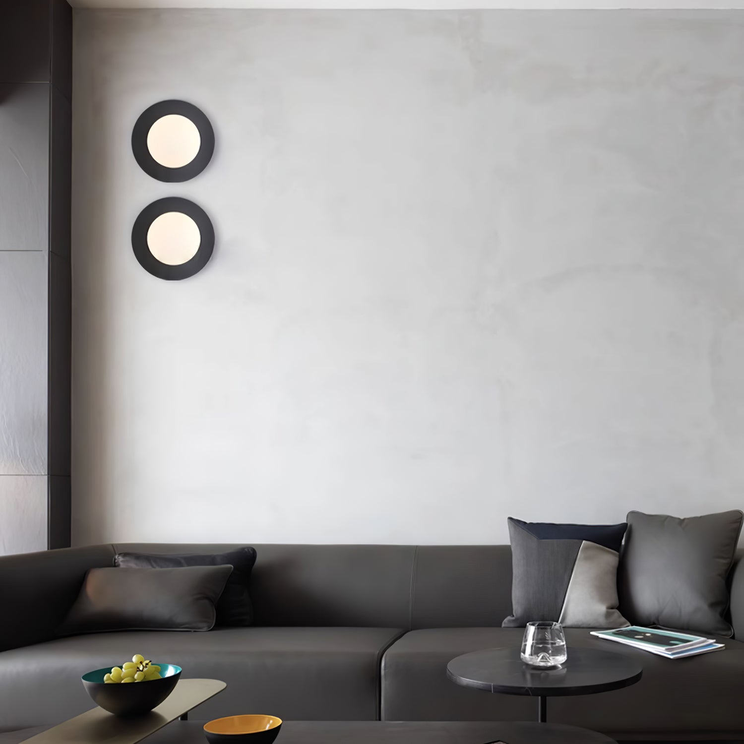 Elem Modern Minimalist Round Art Brass Glass Wall Lamp