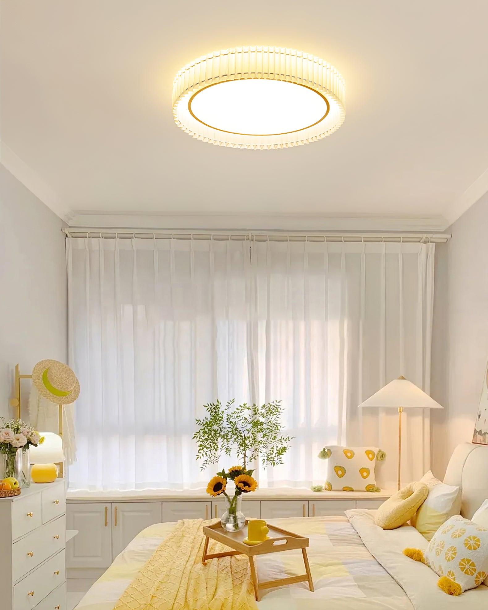 Corinila Round Pleated Fabric Ceiling Lamp